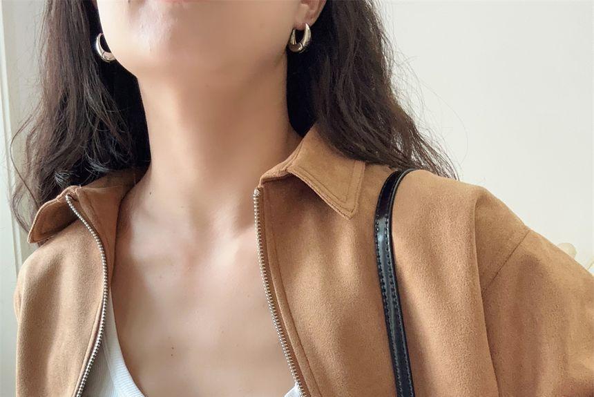 Faux Suede Zip Jacket Product Image