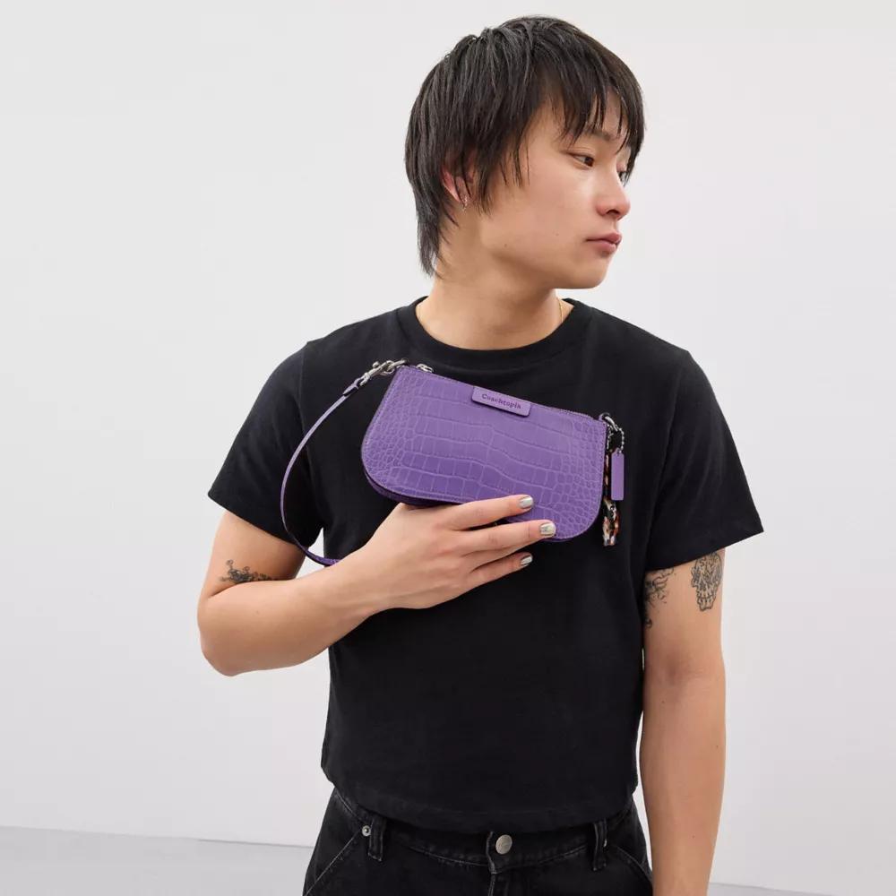 Small Wavy Shoulder Bag In Croc Embossed Coachtopia Leather Product Image