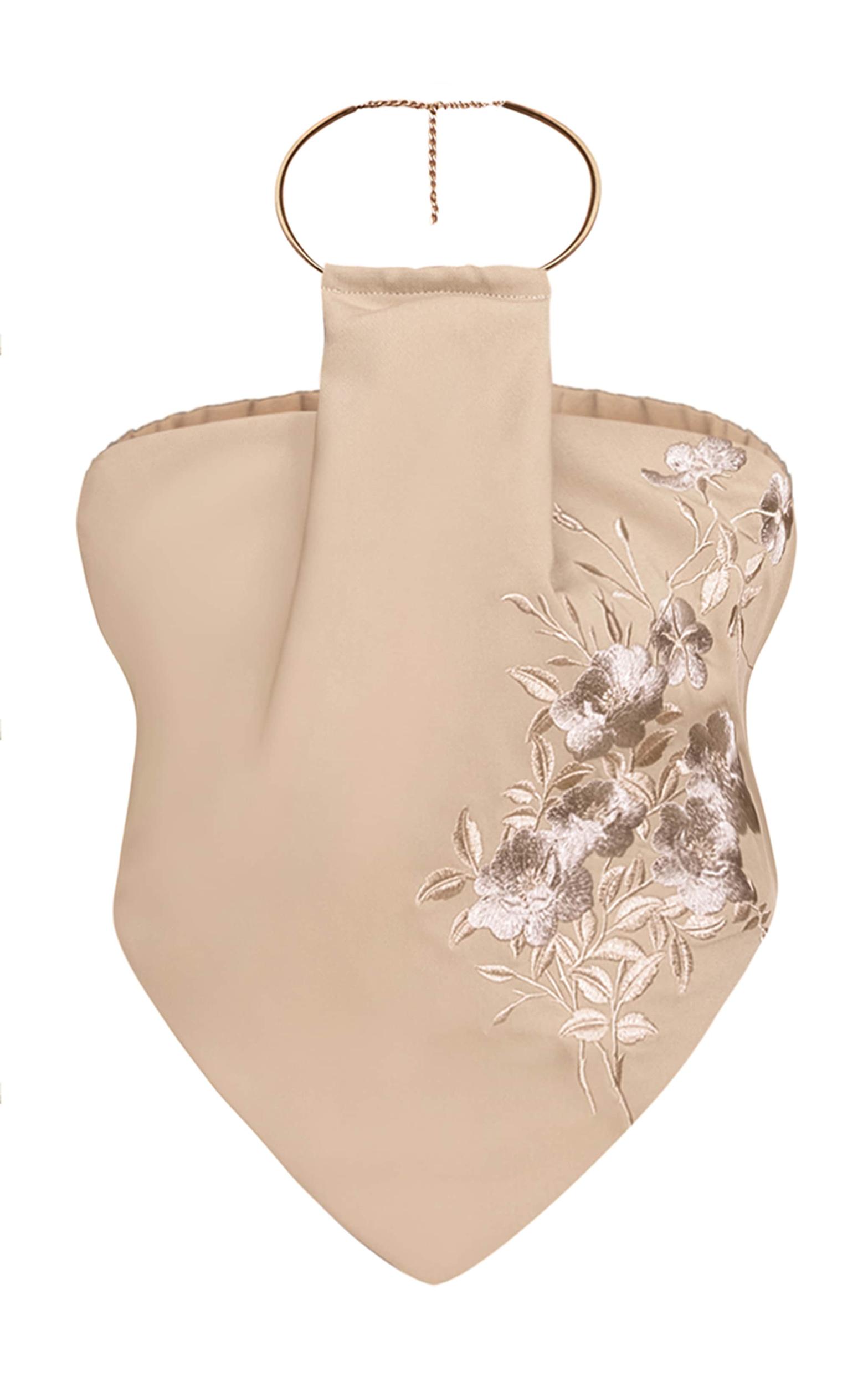 PLT Label Stone Woven Embroidered Pleat Detail Gold Trim Top Product Image