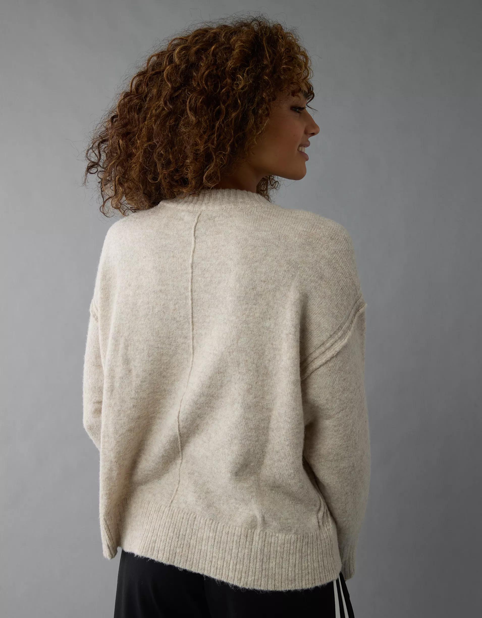 AE Whoa So Soft Leopard Heart Crew Neck Sweater Product Image