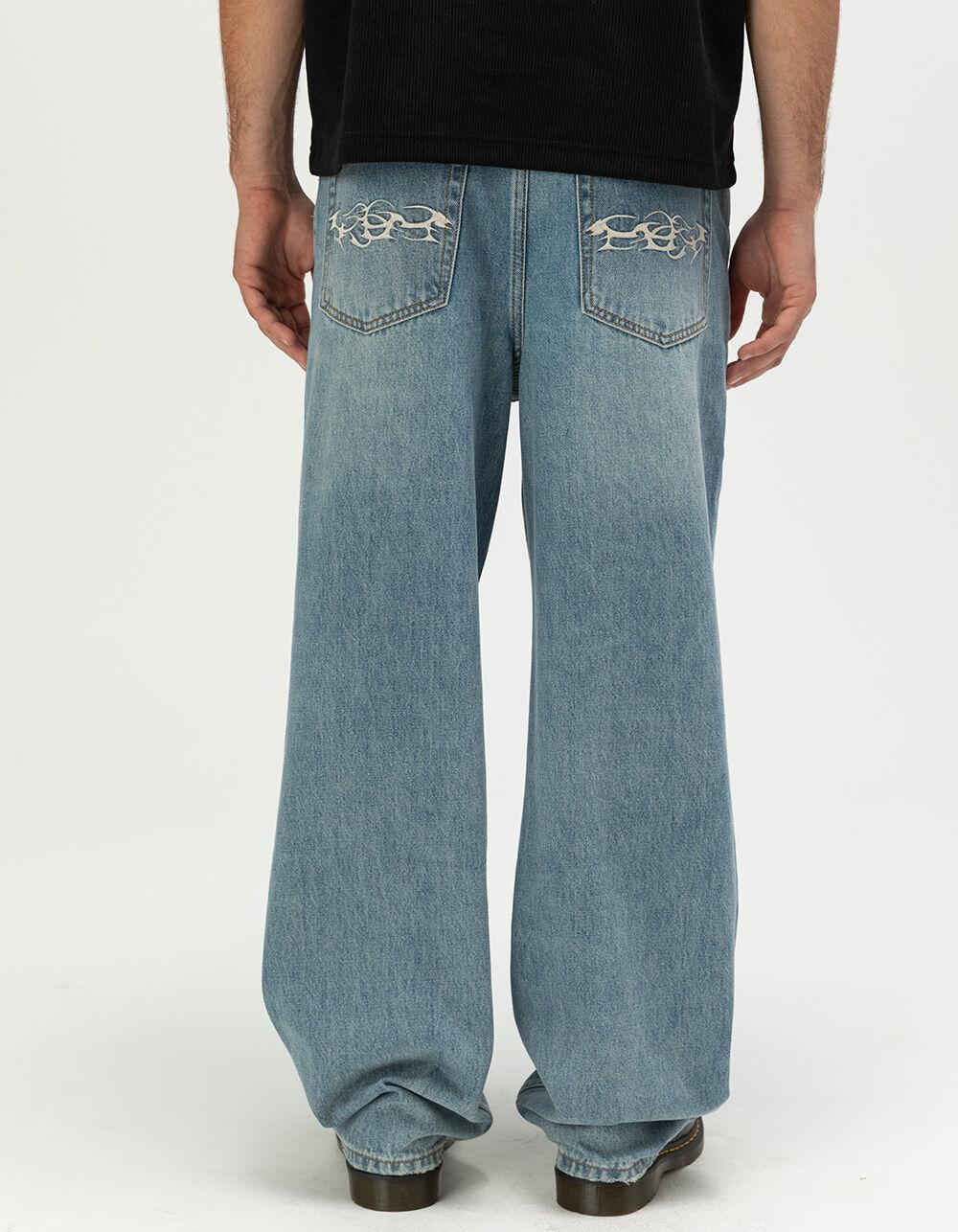 RSQ Mens Baggy Embroidered Jeans - MEDIUM WASH Product Image