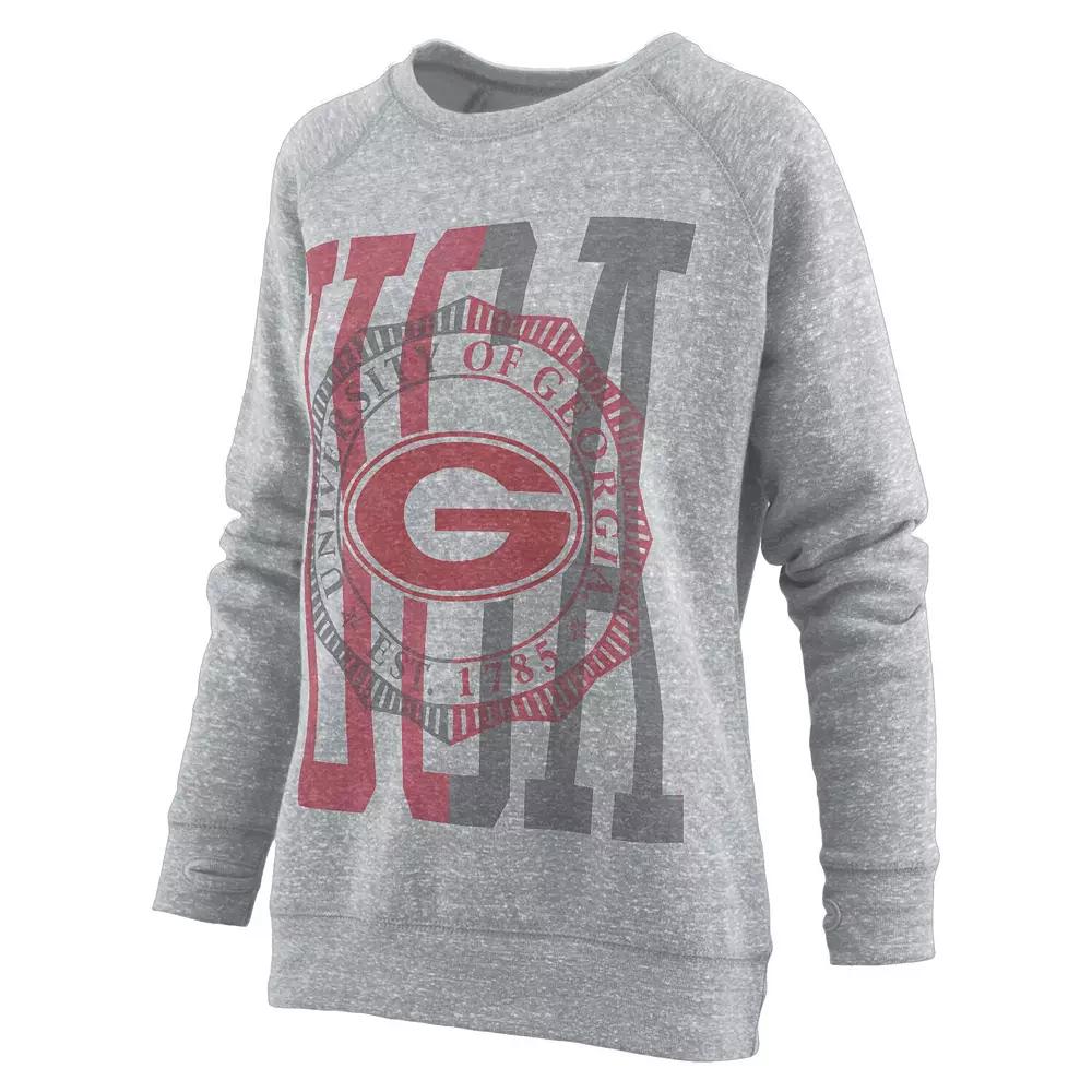 Women's Pressbox Heather Gray Georgia Bulldogs Knobi Raglan Pullover Sweatshirt, Size: Medium, Grey Product Image