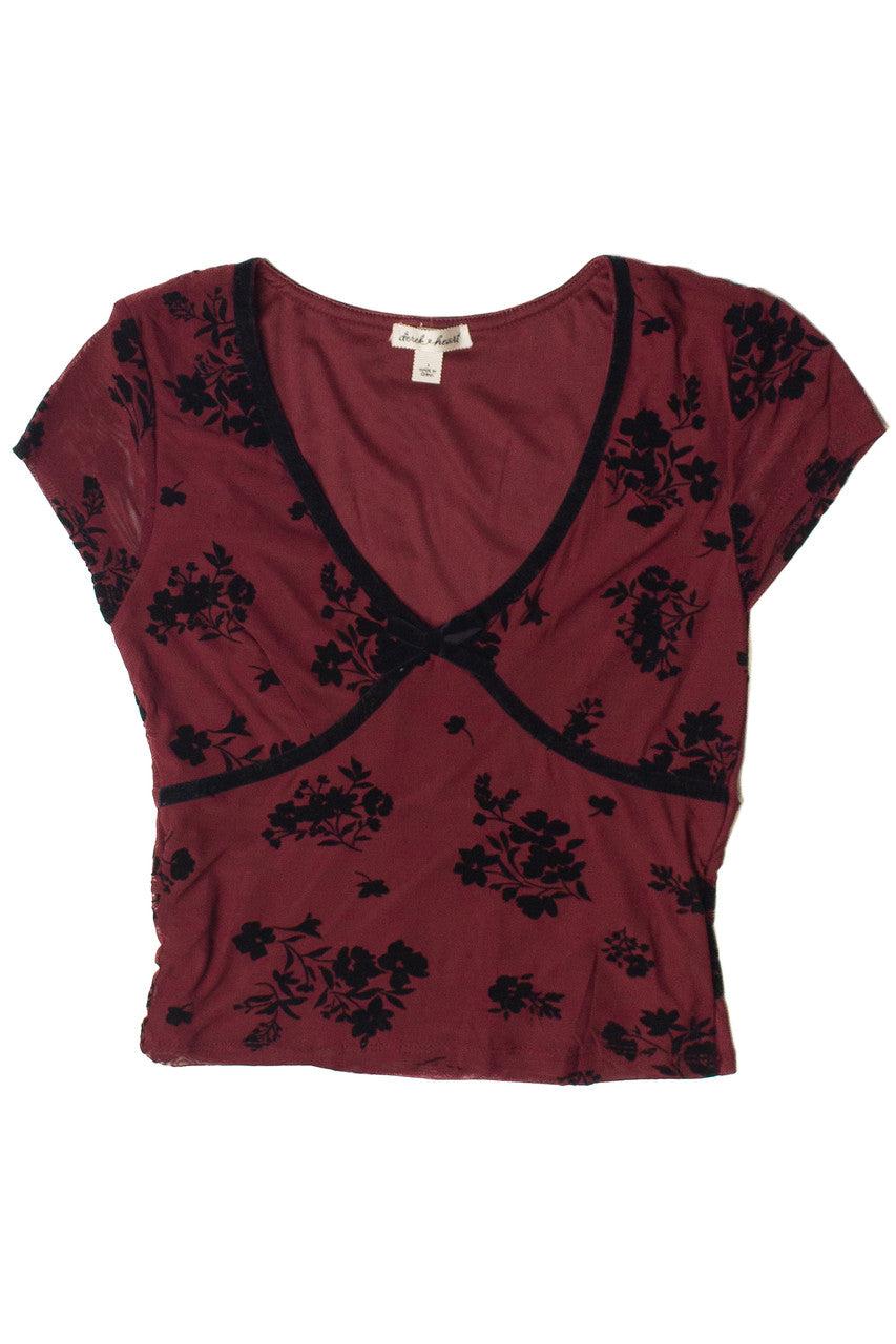 Velvet Floral Mesh Top Product Image