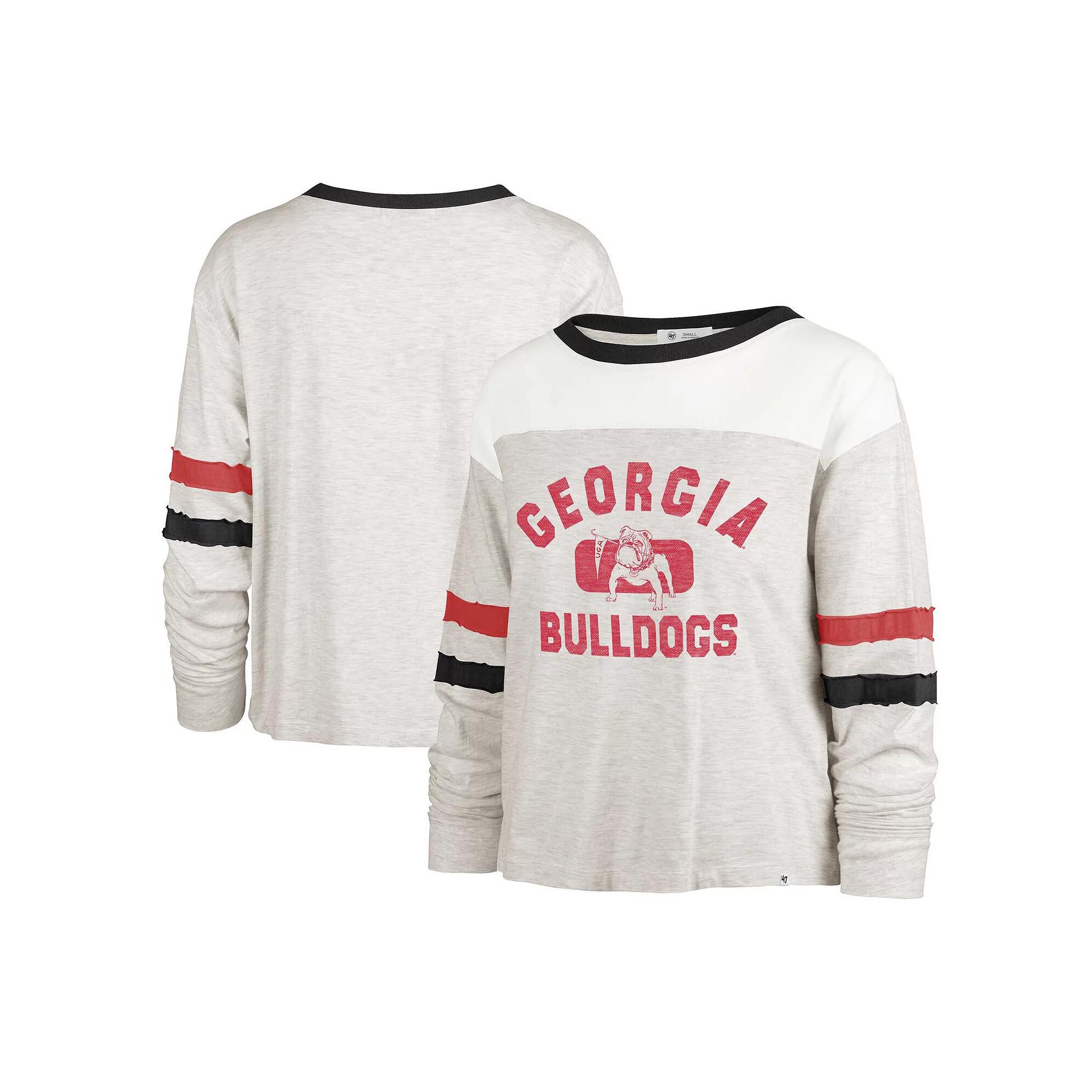 Women's '47 Oatmeal Georgia Bulldogs Vault All Class Lena Long Sleeve T-Shirt,  Product Image