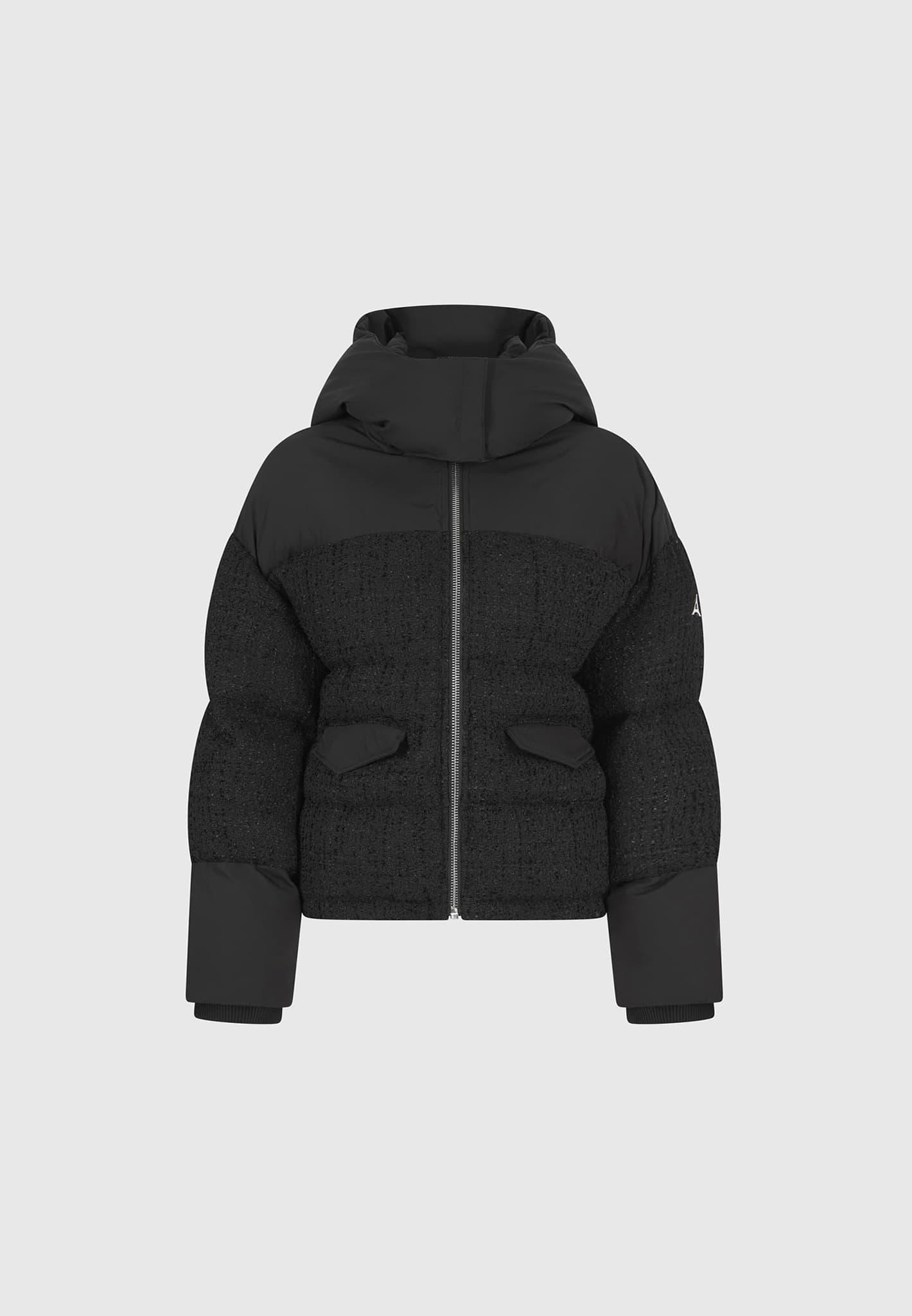 Tweed Puffer Coat - Black Female Product Image