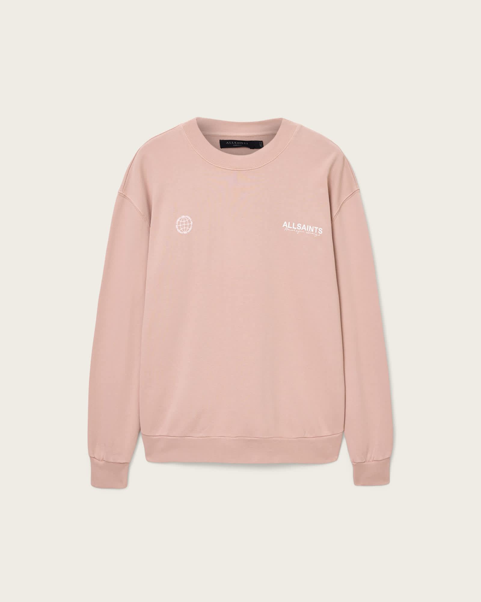 Emblem Crew Neck Cotton Sweatshirt SUNBAKED PINK | ALLSAINTS US Product Image