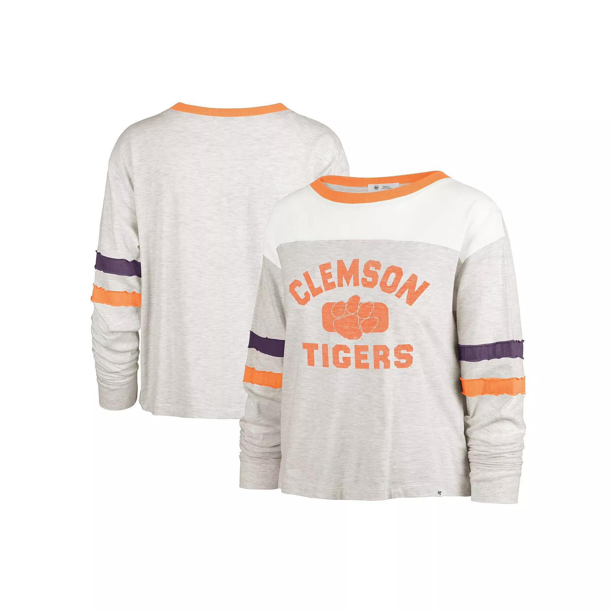 Women's '47 Oatmeal Clemson Tigers All Class Lena Long Sleeve T-Shirt,  Product Image