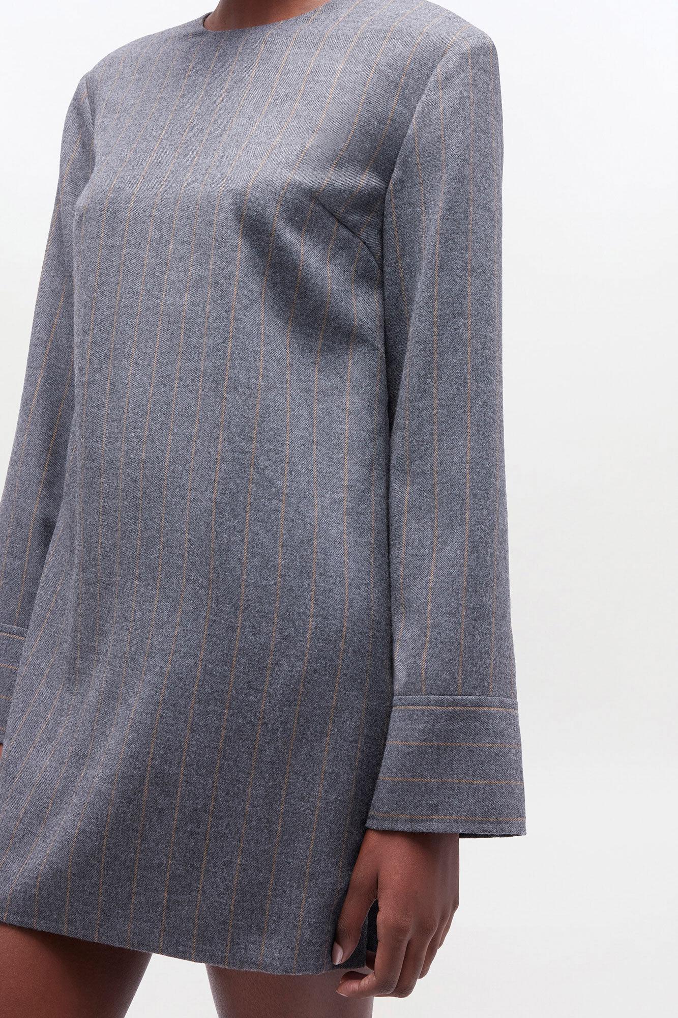 Grey Stripe Circle Collar Dress Product Image