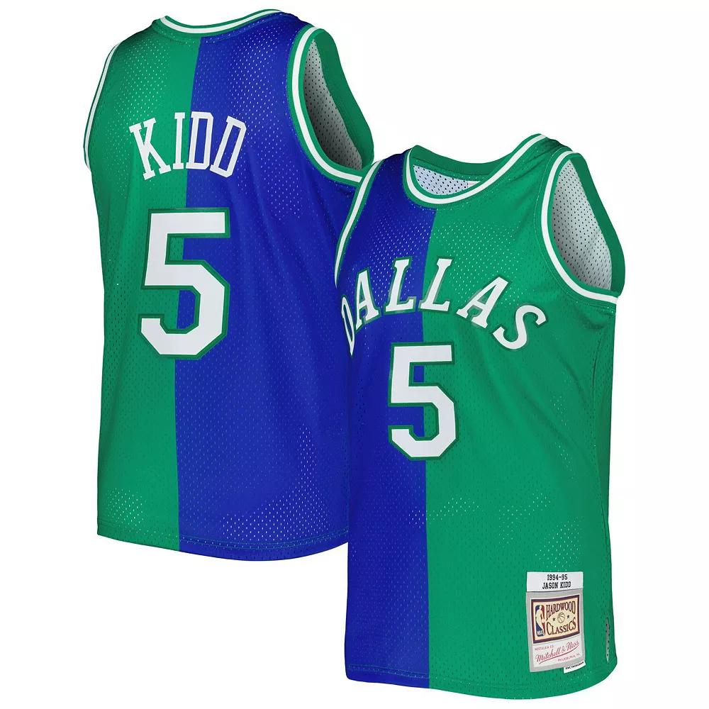 Men's Mitchell & Ness Jason Kidd Blue/Green Dallas Mavericks Hardwood Classics 1994/95 Split Swingman Jersey, Size: Small Product Image