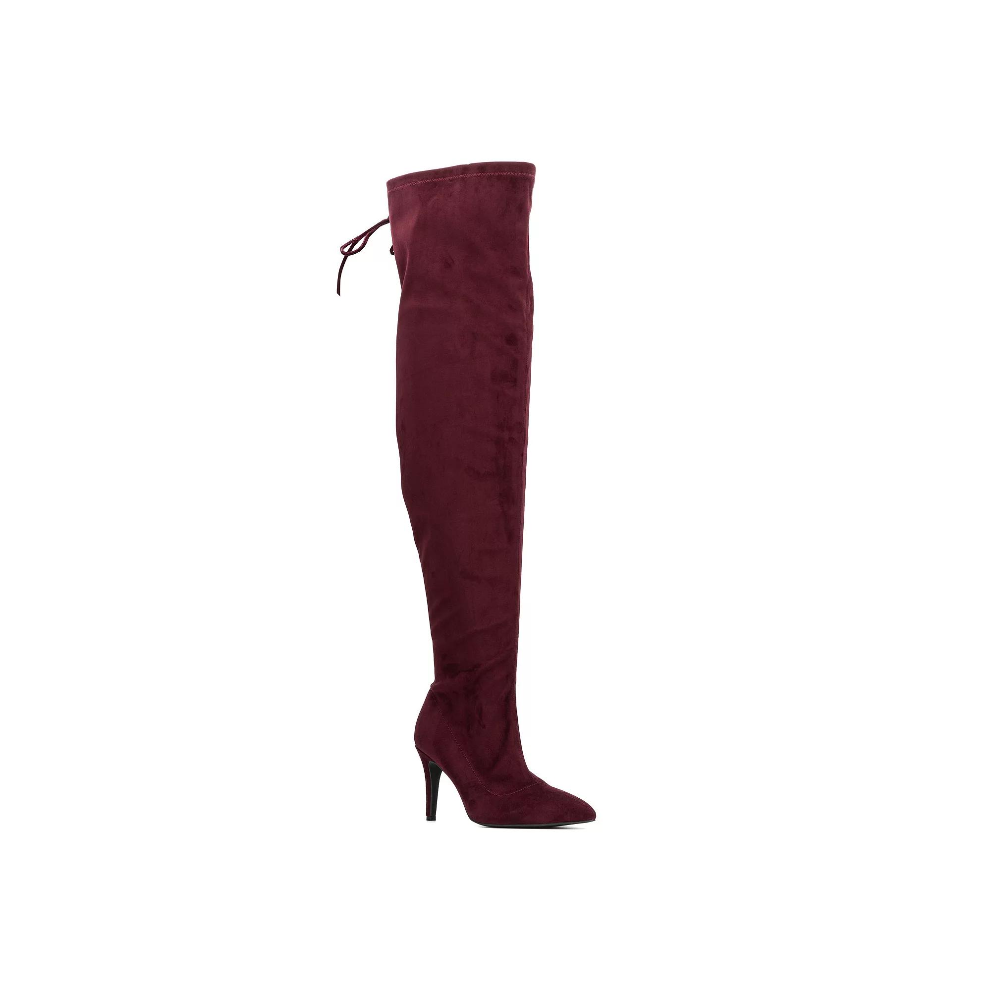 Fashion to Figure Larissa Womens Extra Wide Calf Thigh-High Boots Red Product Image