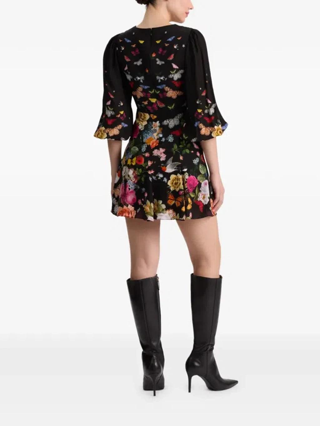 ALICE AND OLIVIA Irene Mini Dress Solar Strength Black In Multi Product Image