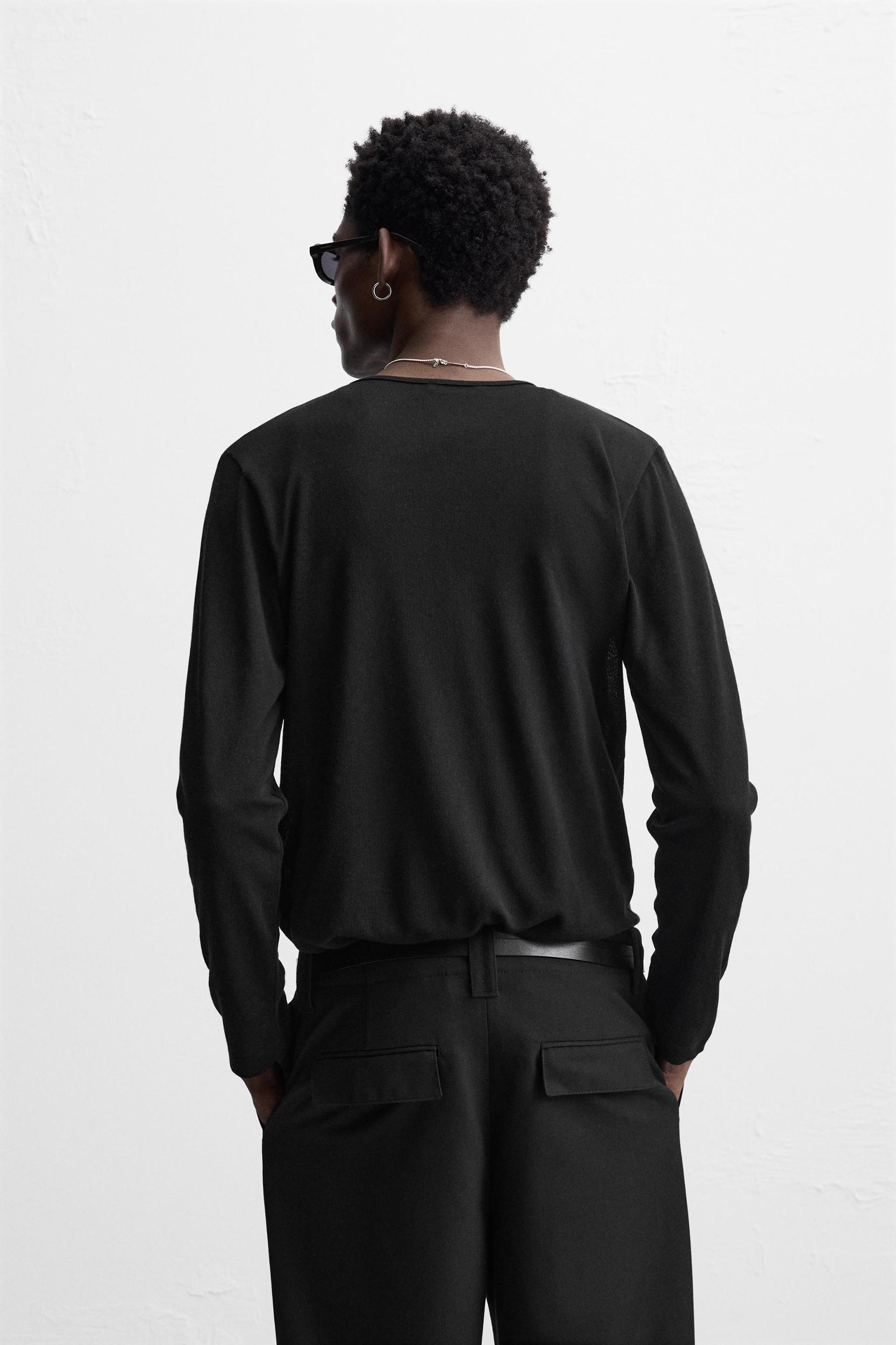 SEMI-SHEER T-SHIRT WITH FRONT OPENING Product Image