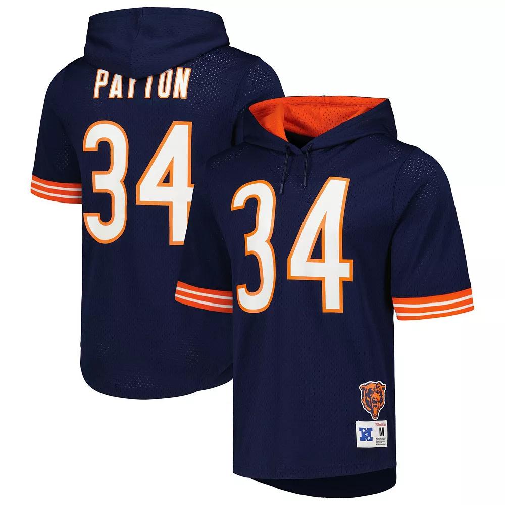 Men's Mitchell & Ness Walter Payton Navy Chicago Bears Retired Player Name & Number Mesh Hoodie T-Shirt,  Product Image