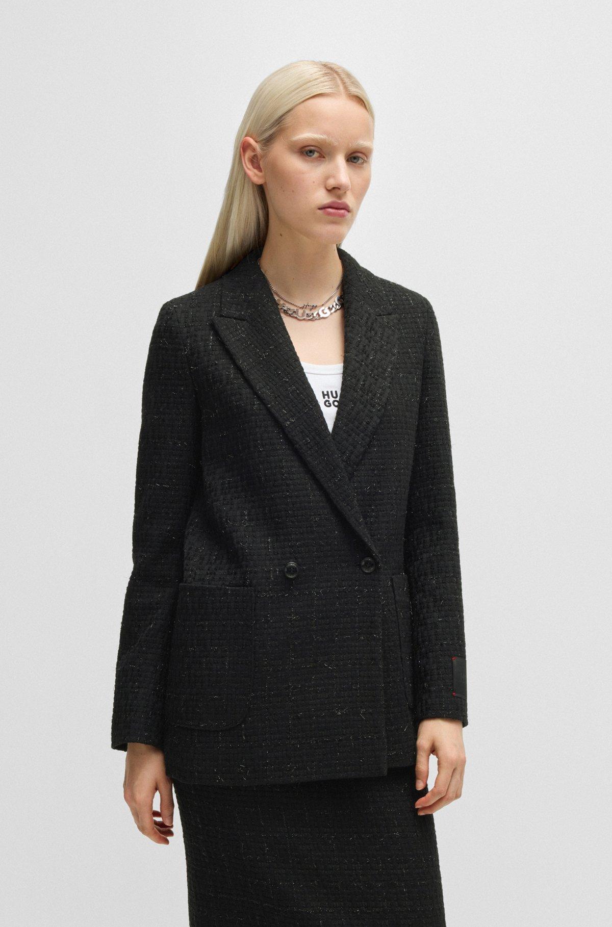HUGO - Relaxed-fit jacket in sparkle-effect bouclé - Patterned Product Image