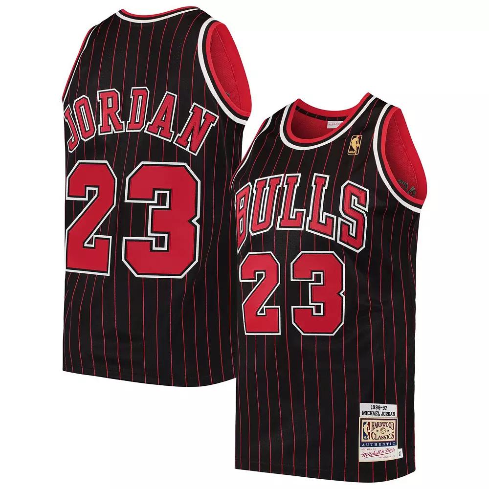 Men's Mitchell & Ness Michael Jordan Black Chicago Bulls 1996/97 Hardwood Classics Authentic Jersey,  Product Image