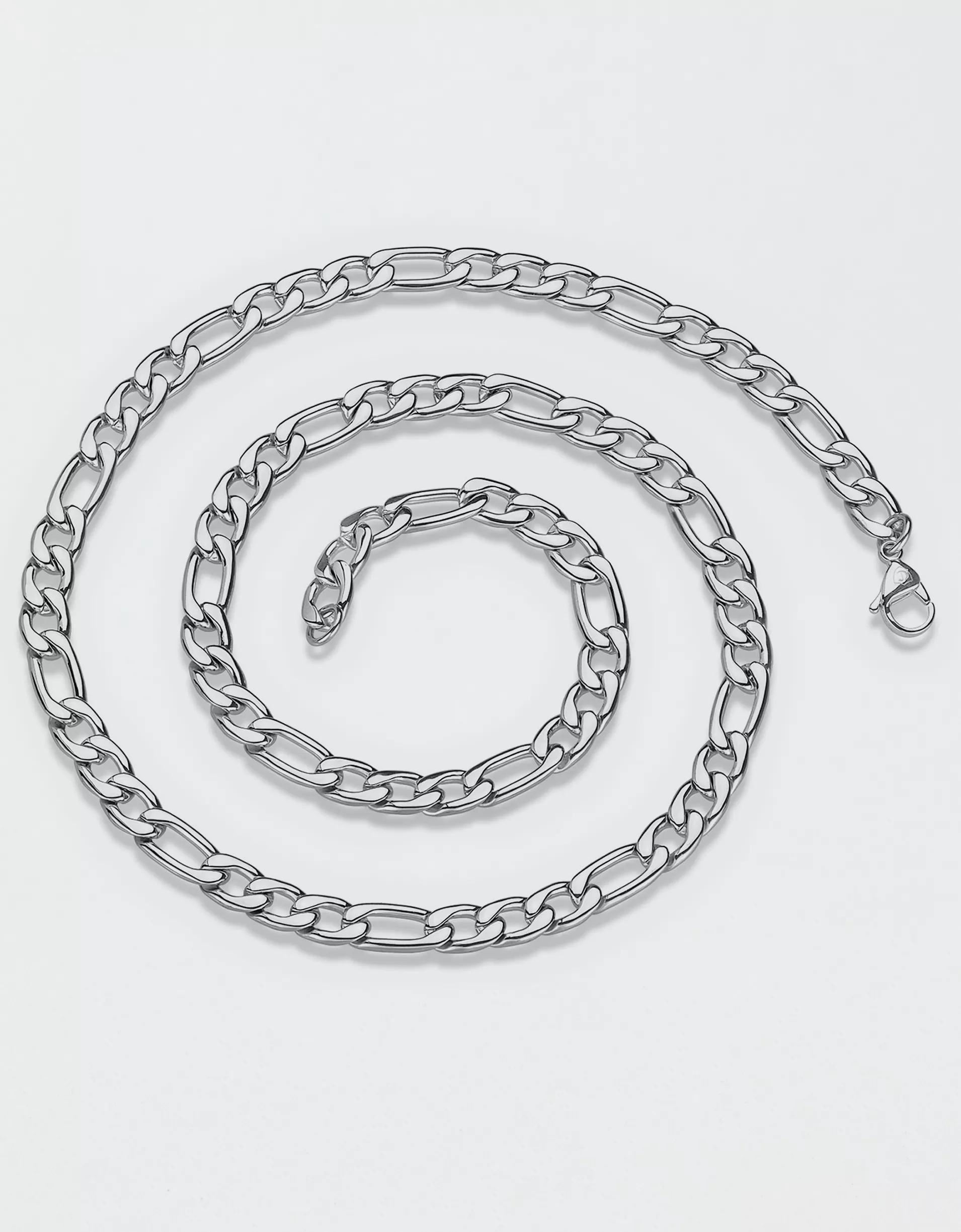 West Coast Jewelry Polished Stainless Steel Figaro Chain Necklace Product Image