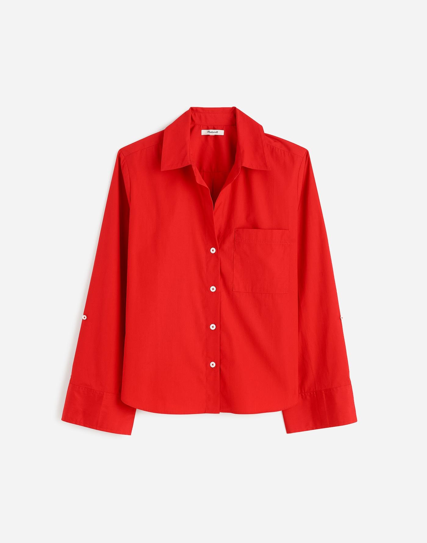 Poplin Easy Y-Neck Button-Up Shirt Product Image