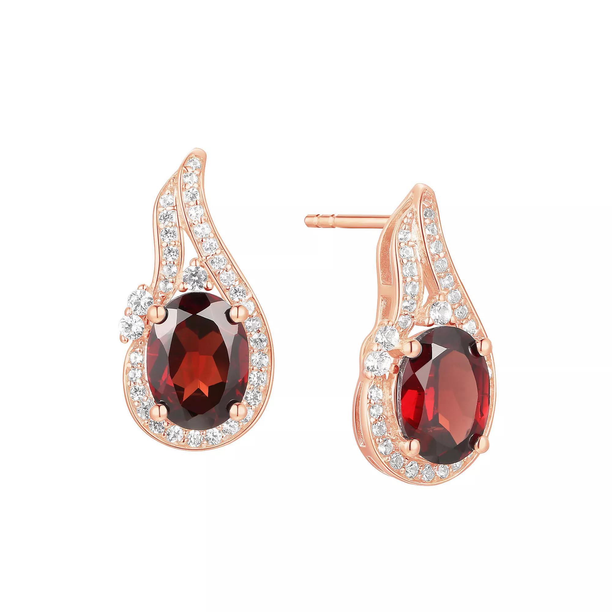 MASTERPIECE 14k Rose Gold Over Sterling SIlver Garnet Stud Earrings, Women's Product Image
