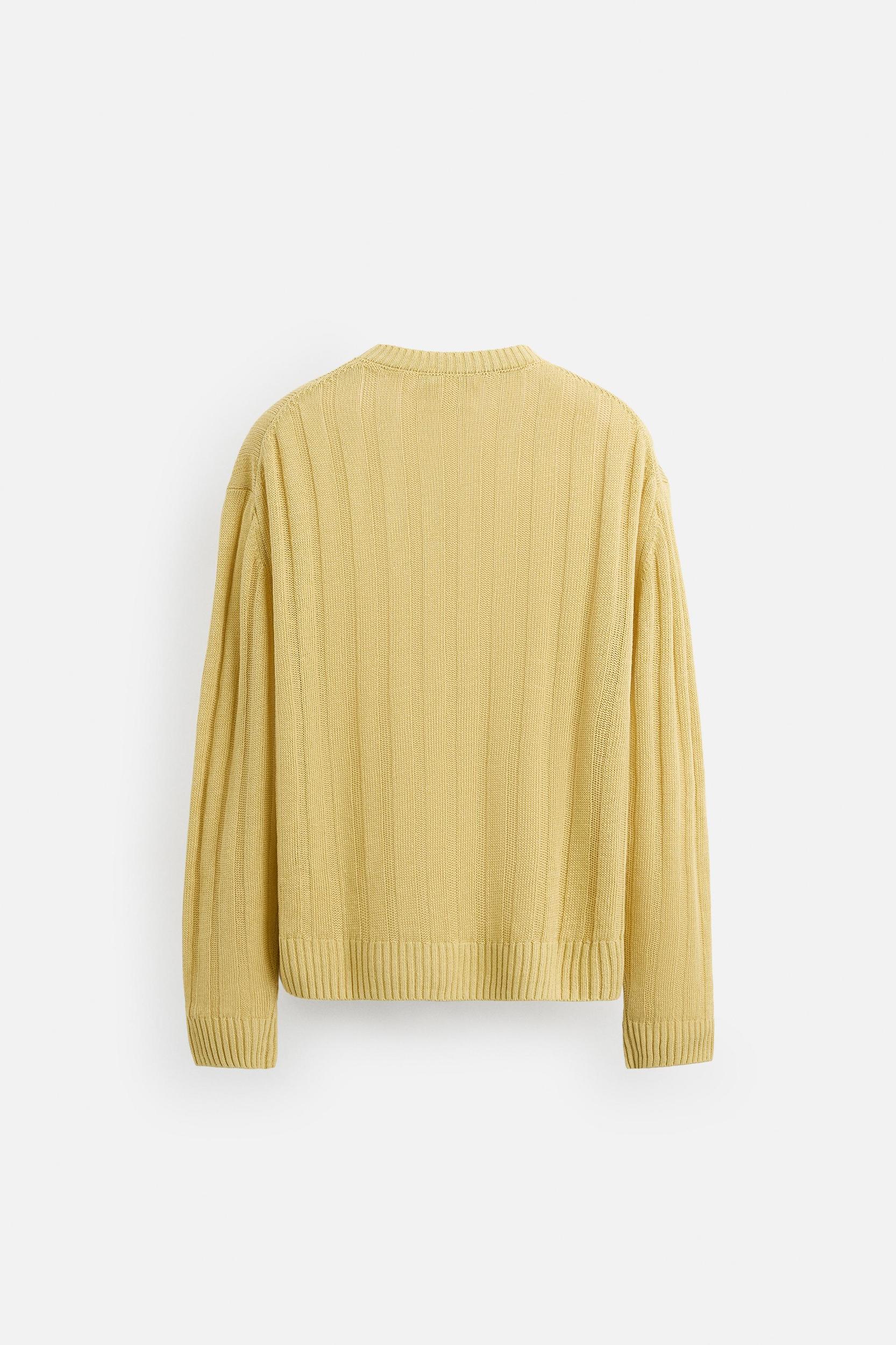 100% LINEN RIBBED SWEATER Product Image