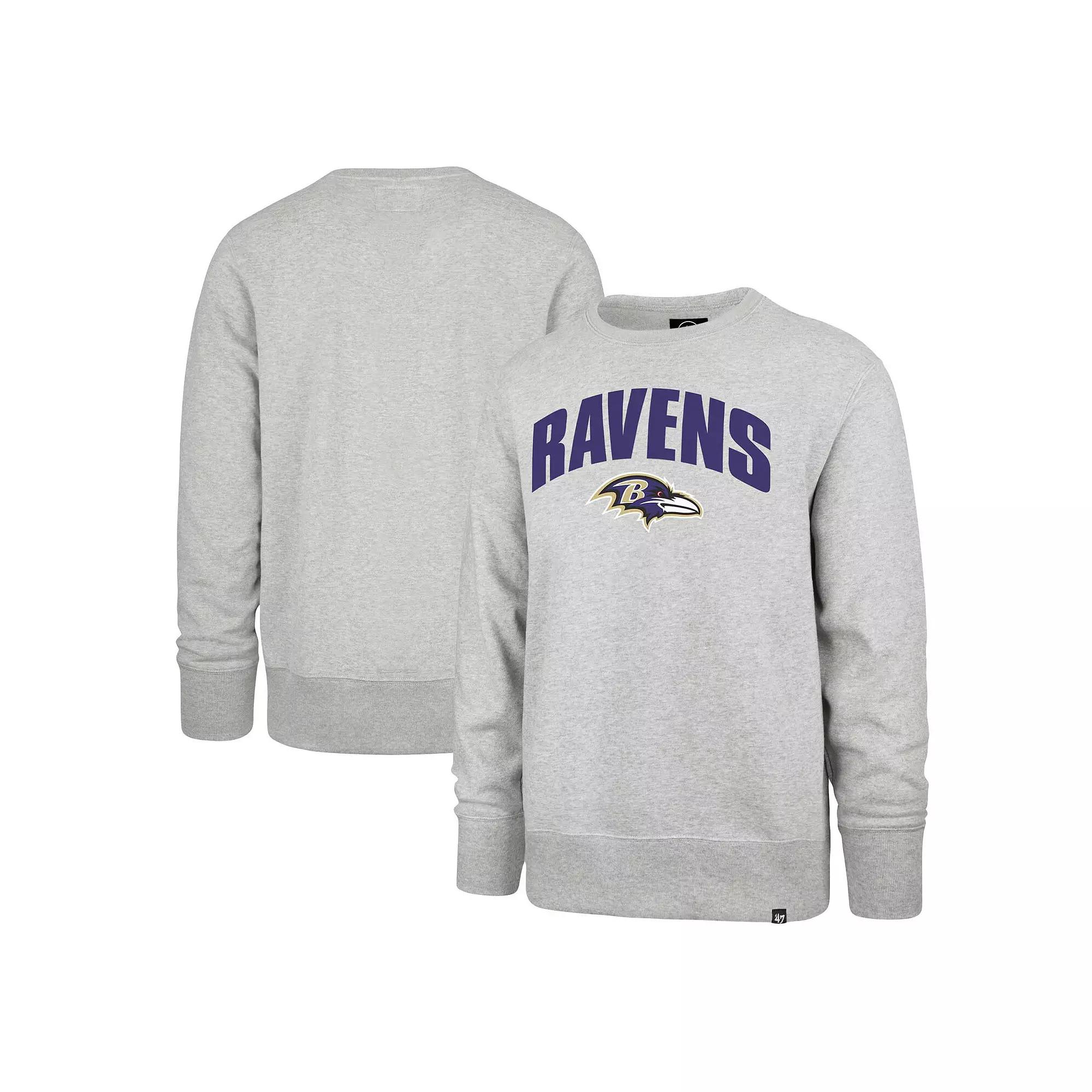 Men's '47 Gray Baltimore Ravens Headline Pullover Sweatshirt, Size: Large, Grey Product Image