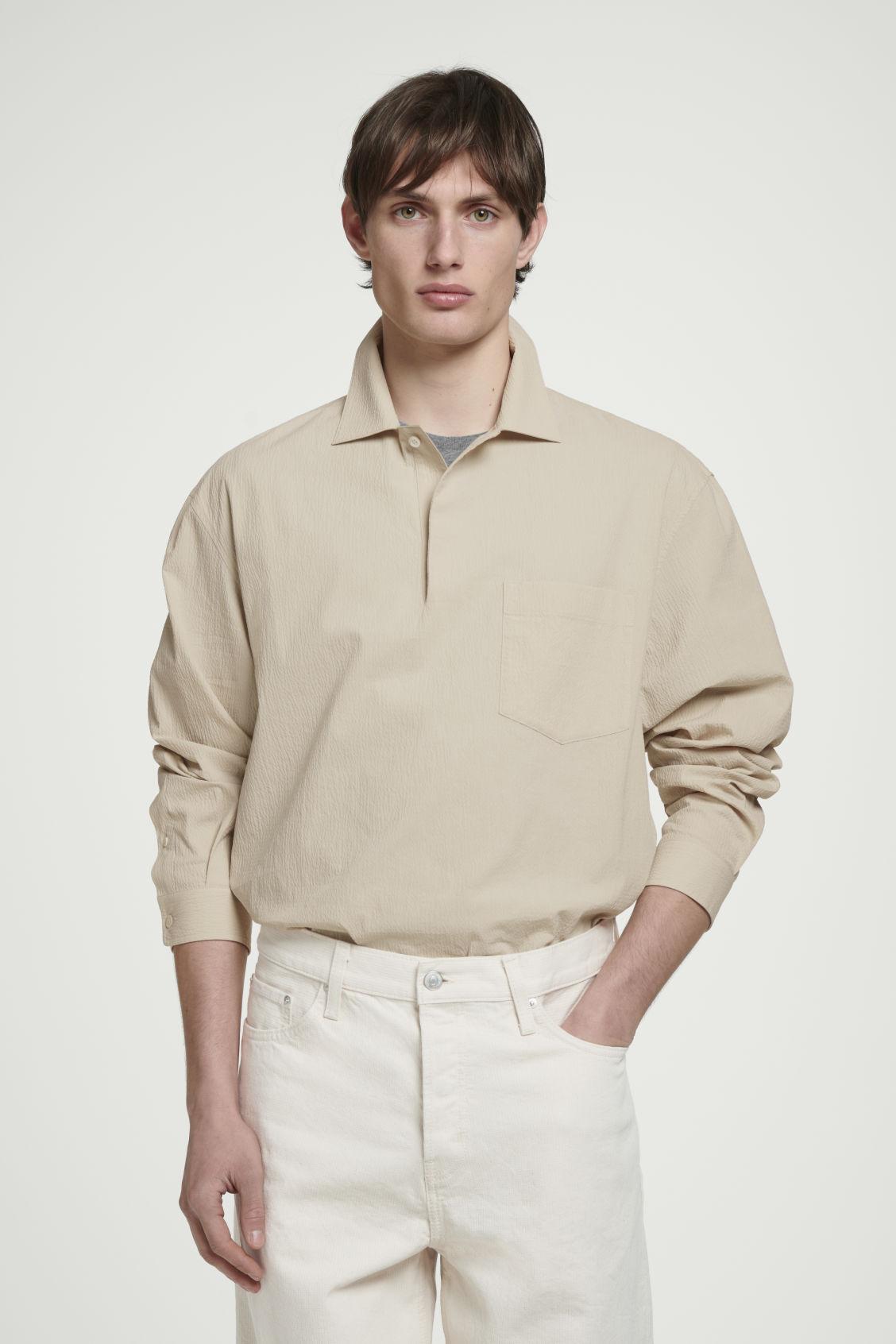 COTTON-SEERSUCKER POPOVER SHIRT Product Image