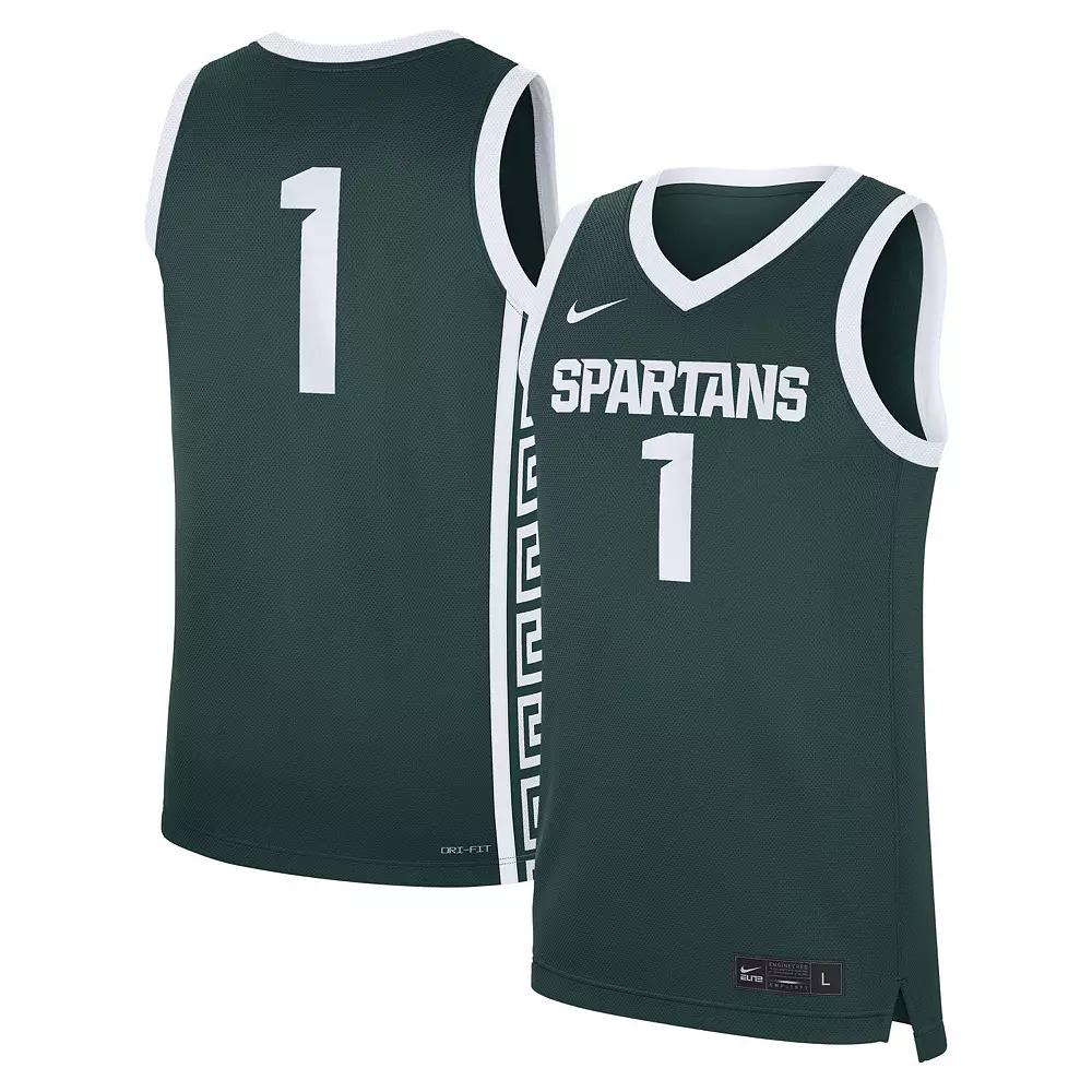 Men's Nike #1 Green Michigan State Spartans Road Replica Jersey,  Product Image