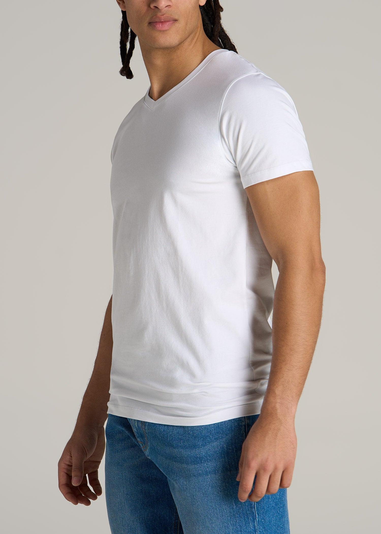 The Essential MODERN-FIT V-Neck Tee for Tall Men in White Male Product Image