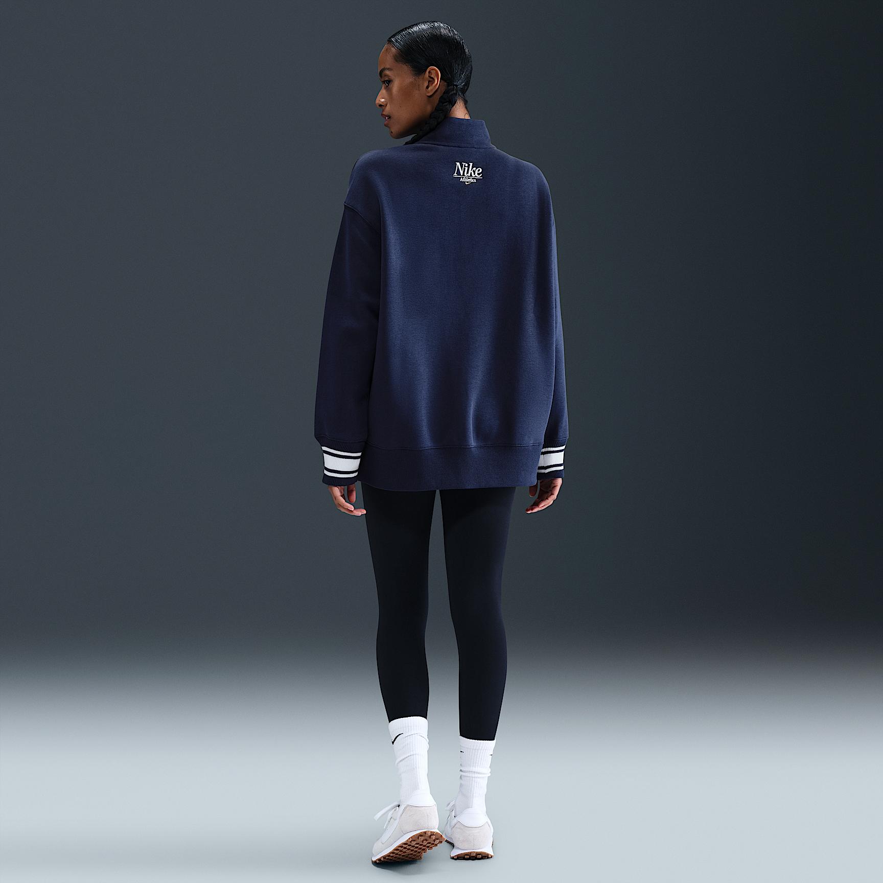 Womens Nike Sportswear Phoenix Fleece Oversized 1/4-Zip Long Sweatshirt | IH7804-410 Product Image