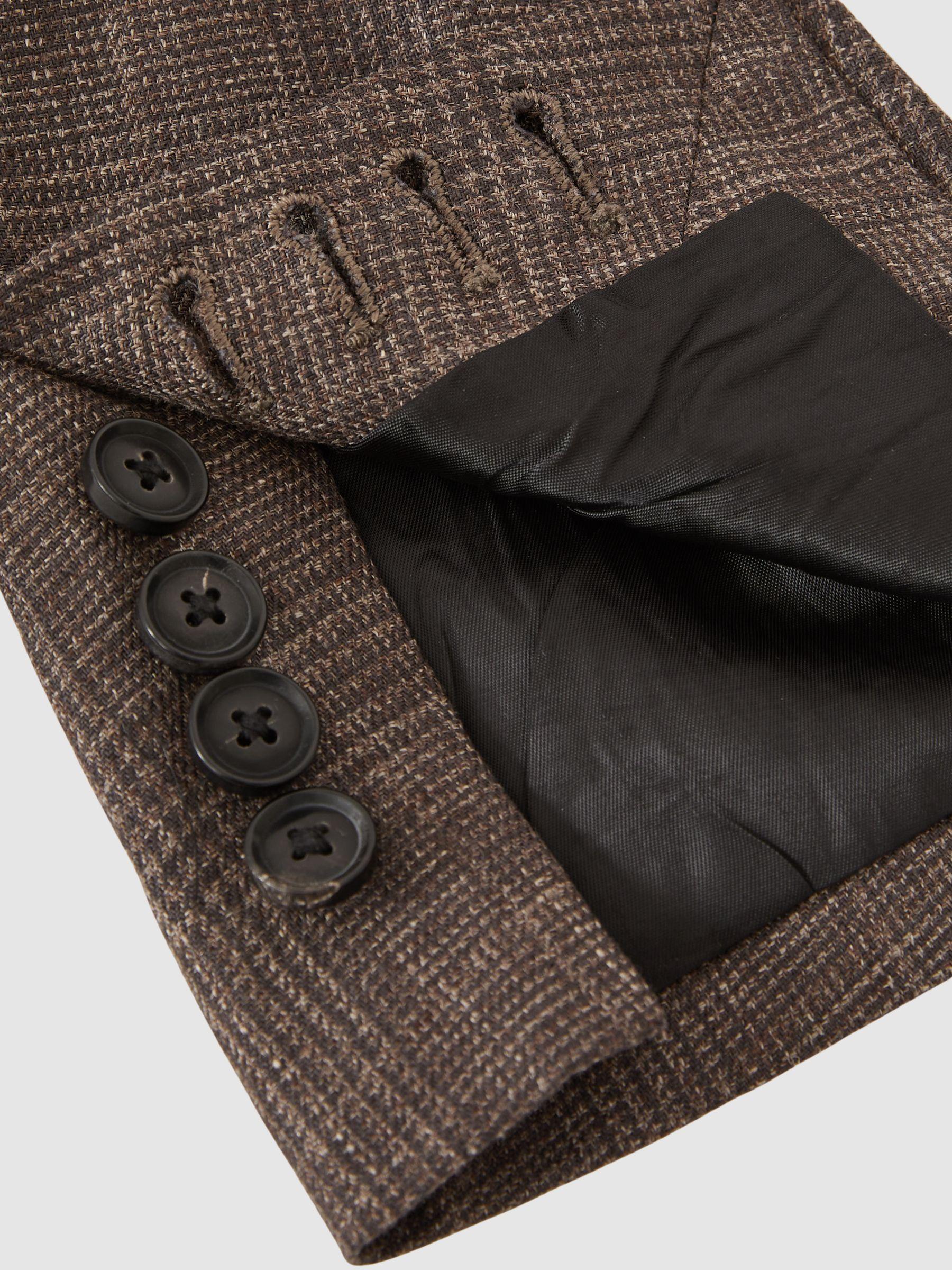 Puppytooth-Check Tailored Trousers in Soft Grey Product Image