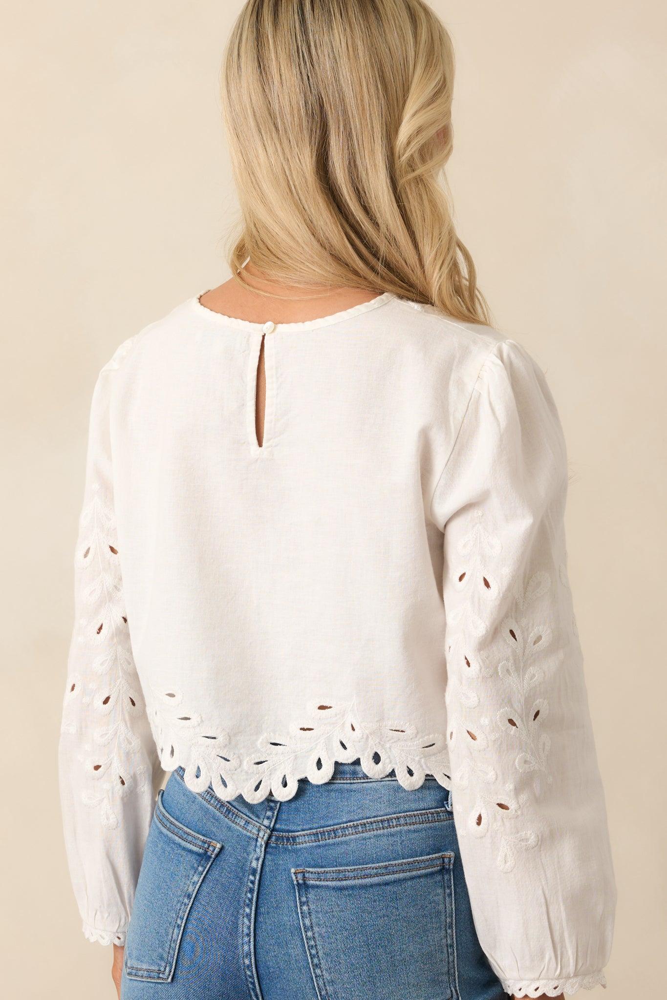 Z Supply White Ambroise Embroidered Linen Top Product Image