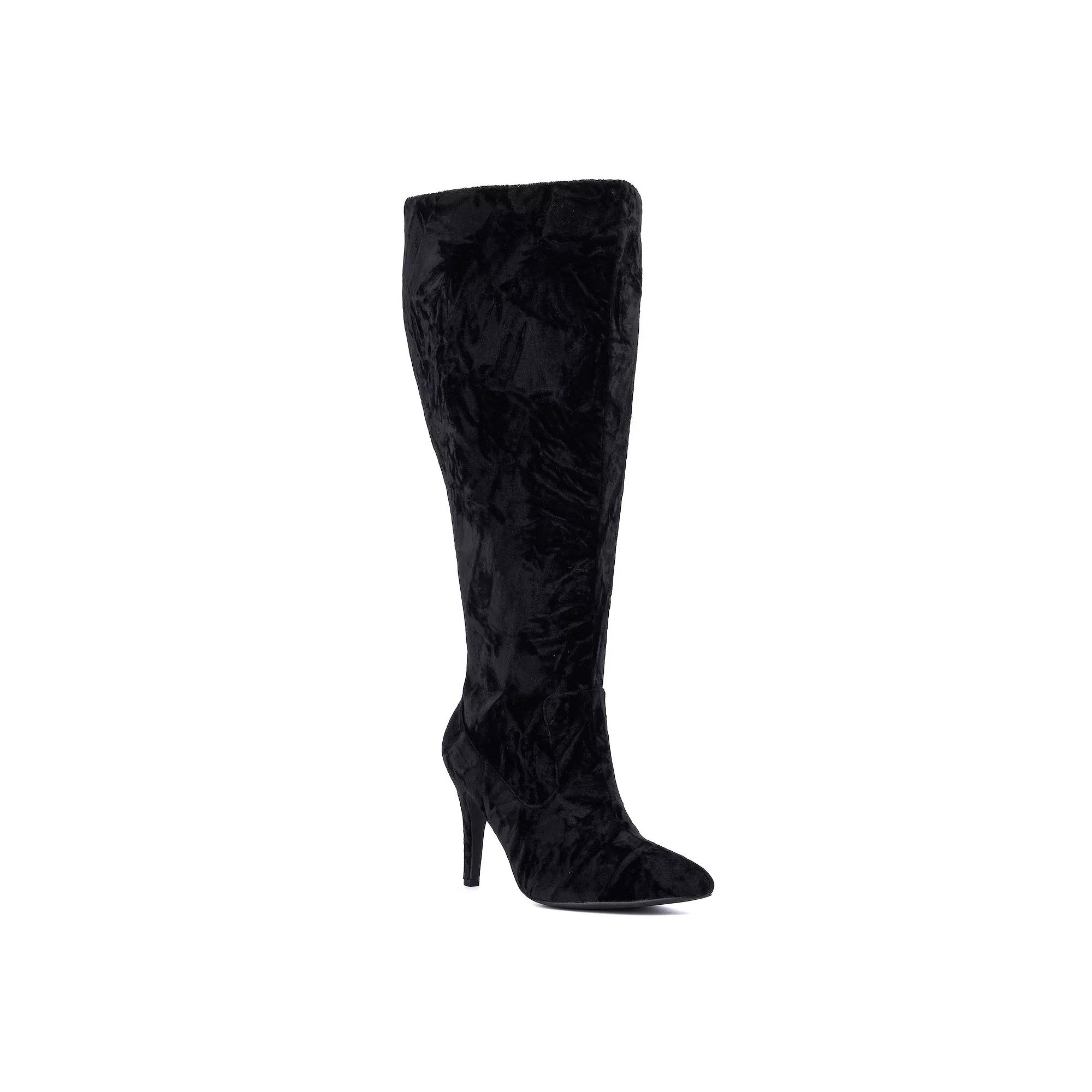 Fashion to Figure Lisette Women's Wide Width Knee-High Boots, Size: 11 Wide, Black Velvet Product Image