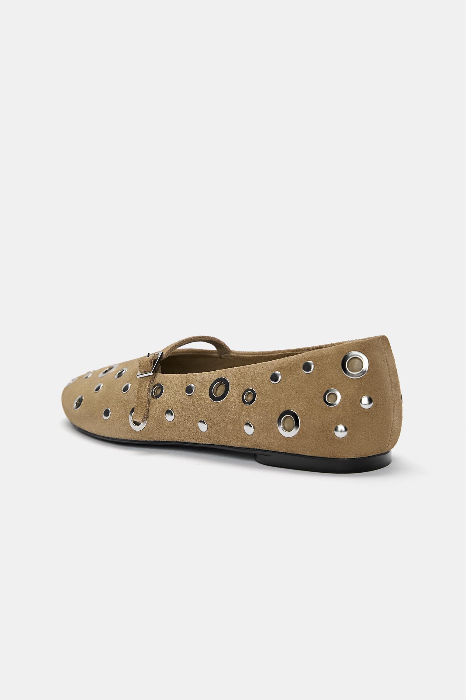 Studded leather ballerinas Product Image