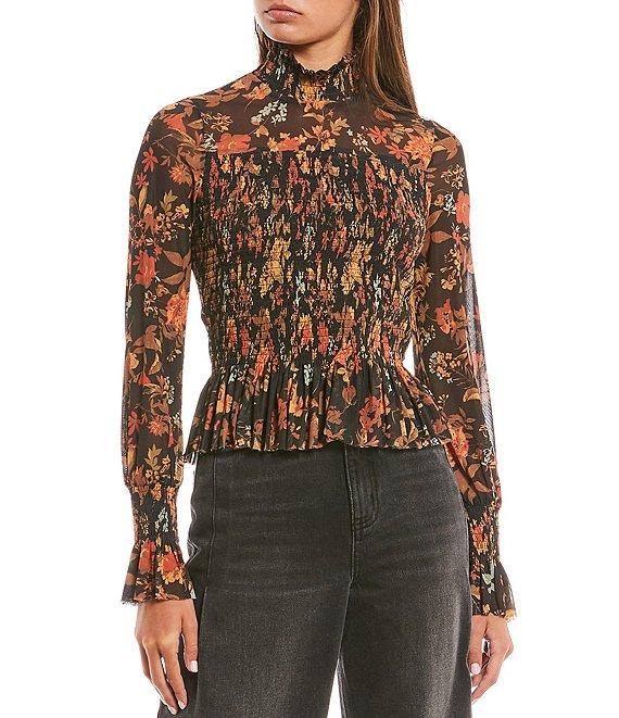 C&V Chelsea & Violet Floral Print Long Sleeve Smocked Top Product Image