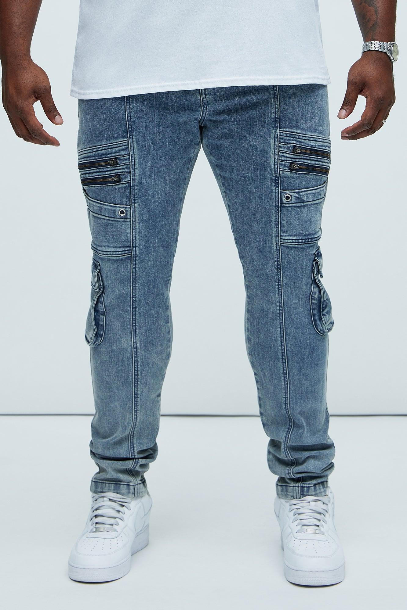 Johnny Vintage Skinny Cargo Jeans - Vintage Blue Wash Product Image