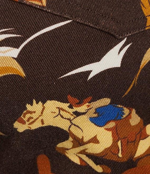 Reba Rodeo Cowboy Western Print Denim Twill High Rise Wide Leg Denim Jeans Product Image