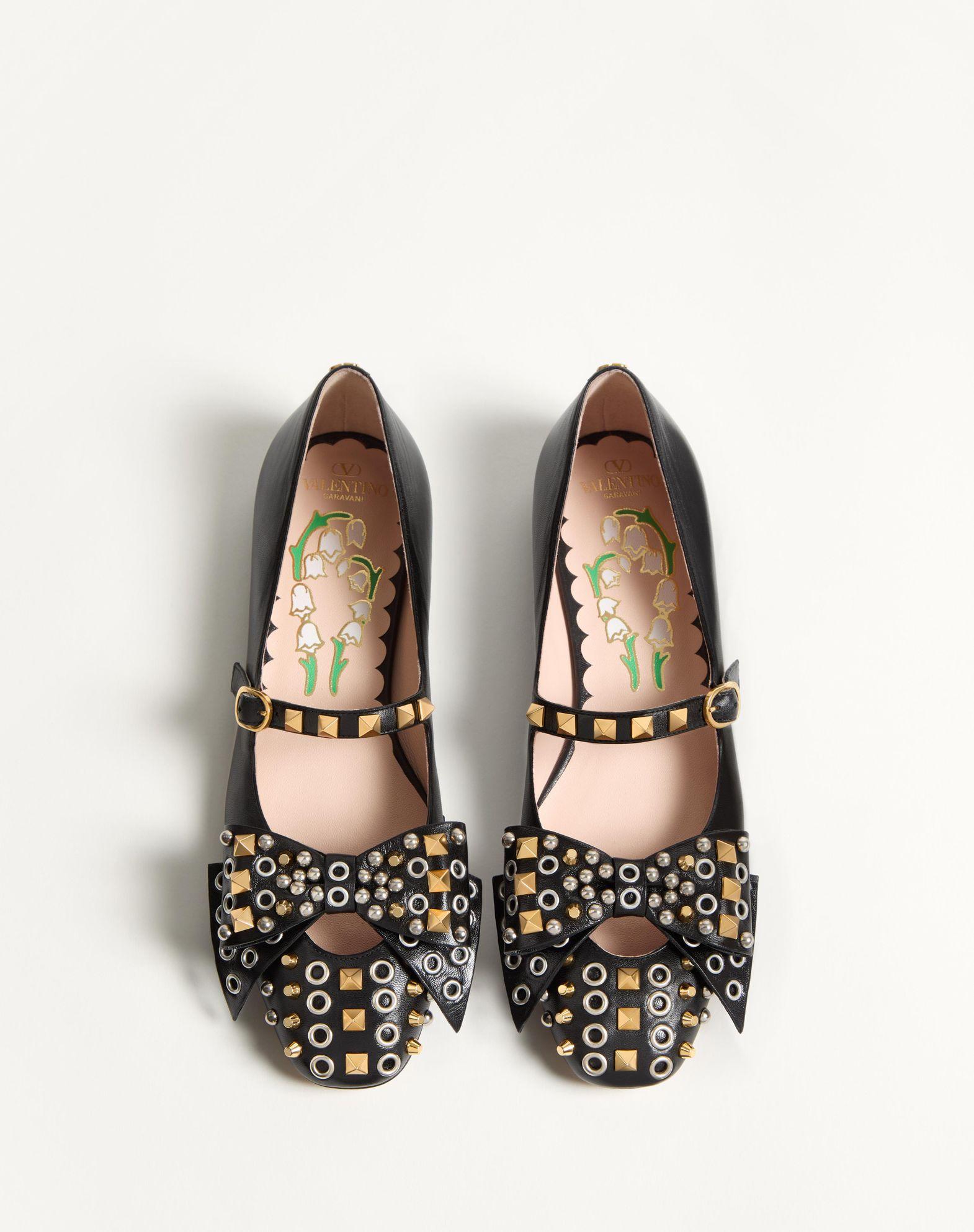 Mary-Jane Bowow Ballerina In Kidskin With Studs Product Image