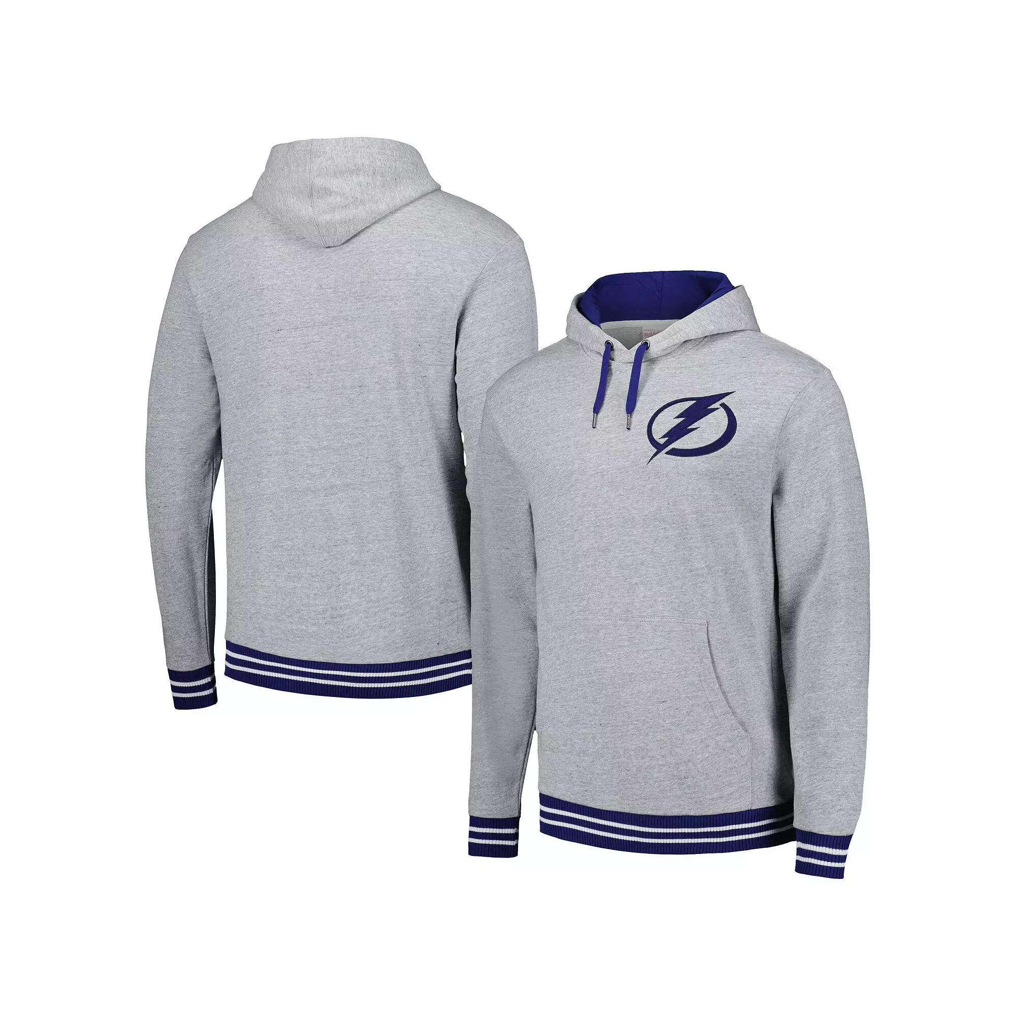 Men's Mitchell & Ness Heather Gray Tampa Bay Lightning Classic French Terry Pullover Hoodie,  Product Image