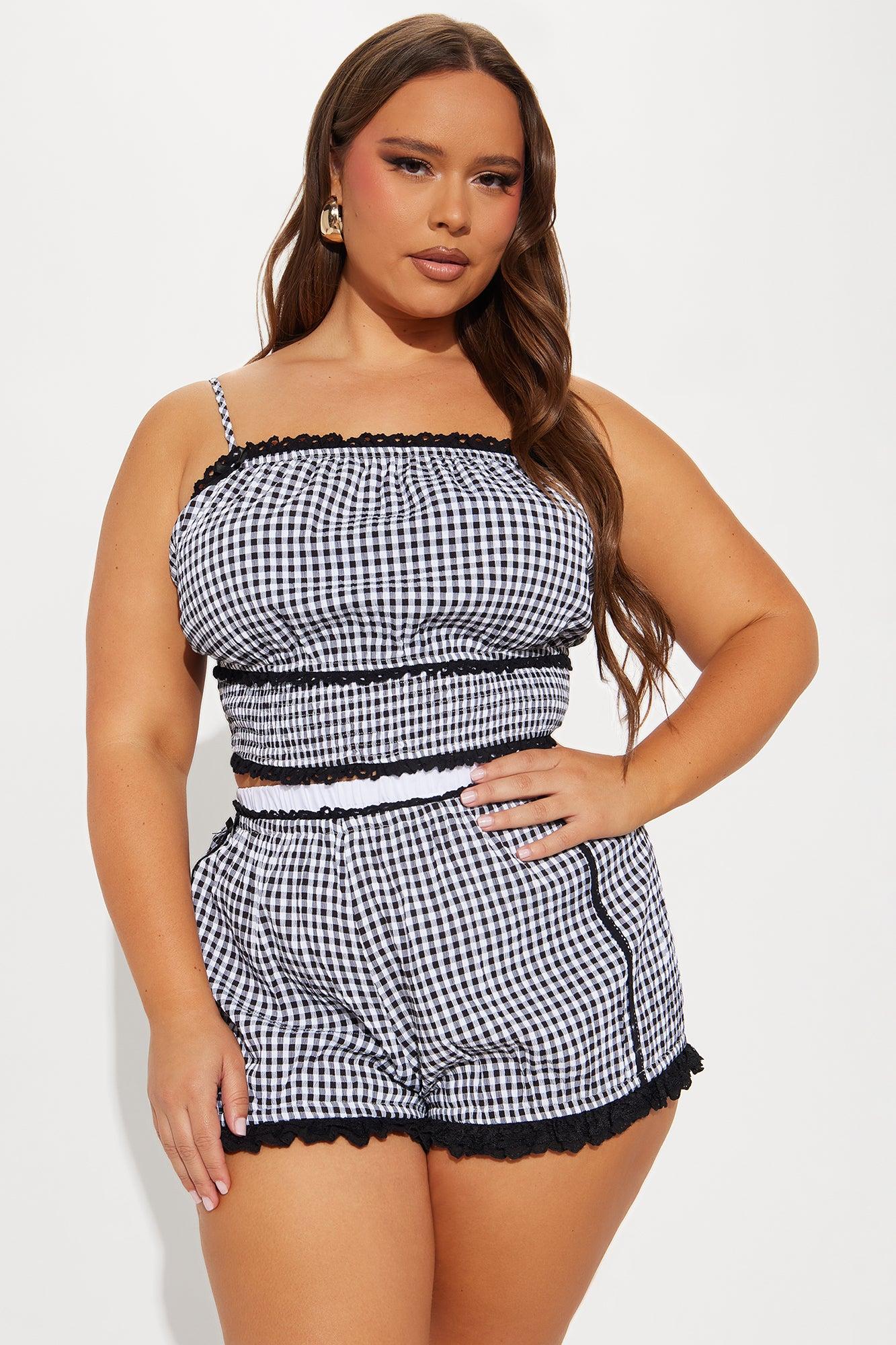 Picnic Club Gingham Short Set - Black/White Product Image