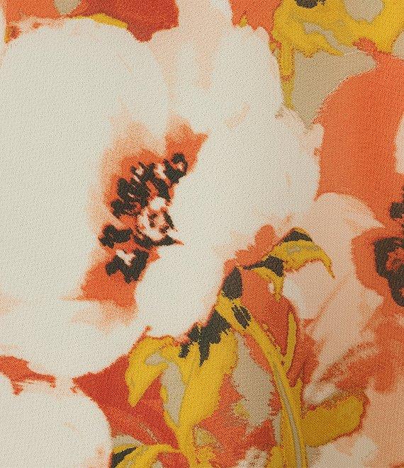 Kasper Floral Printed Crew Neckline Ruffle 3/4 Sleeve Blouse Product Image