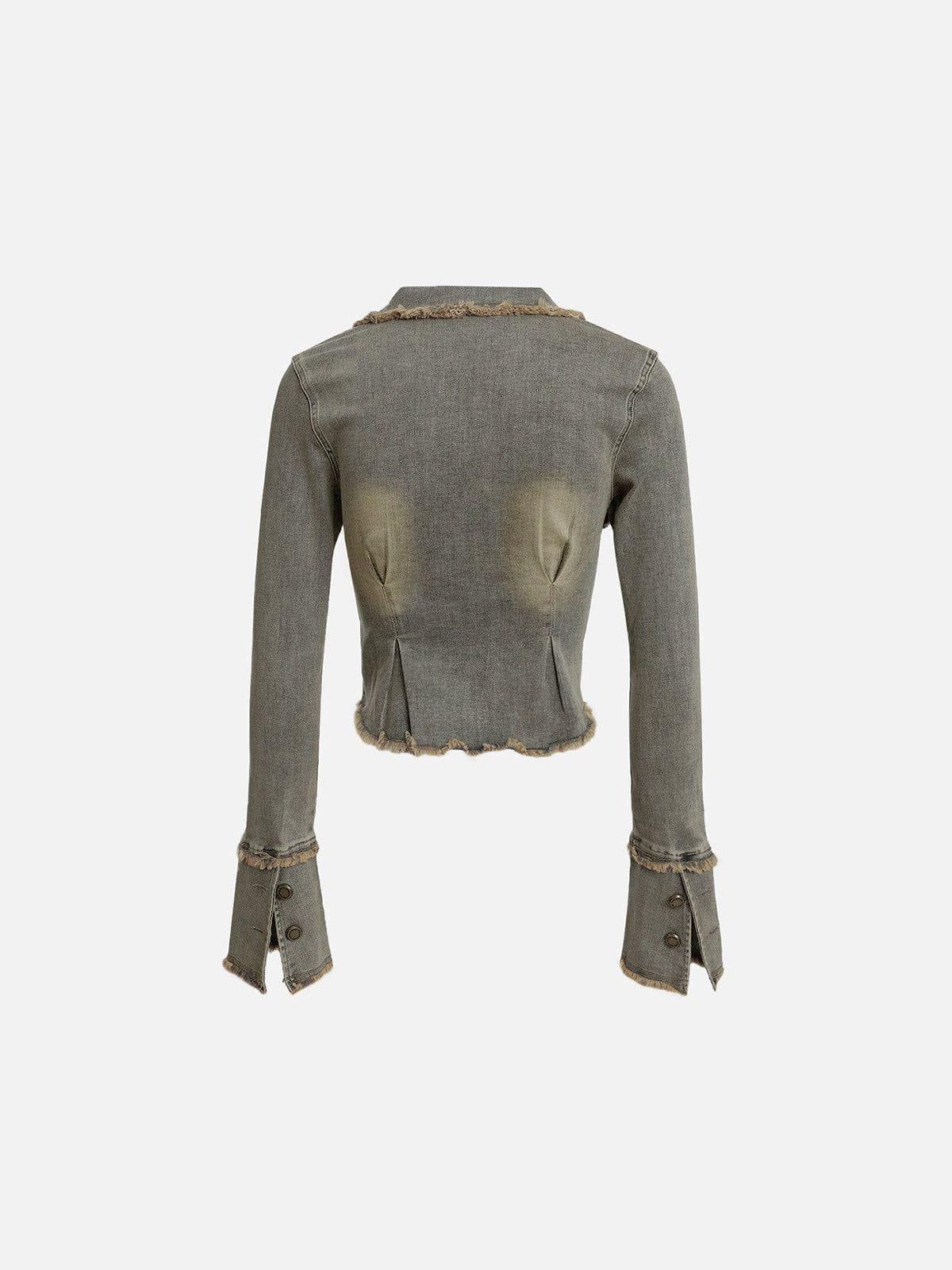 Aelfric Eden Fringe Double Zip Up Denim Jacket Female Product Image