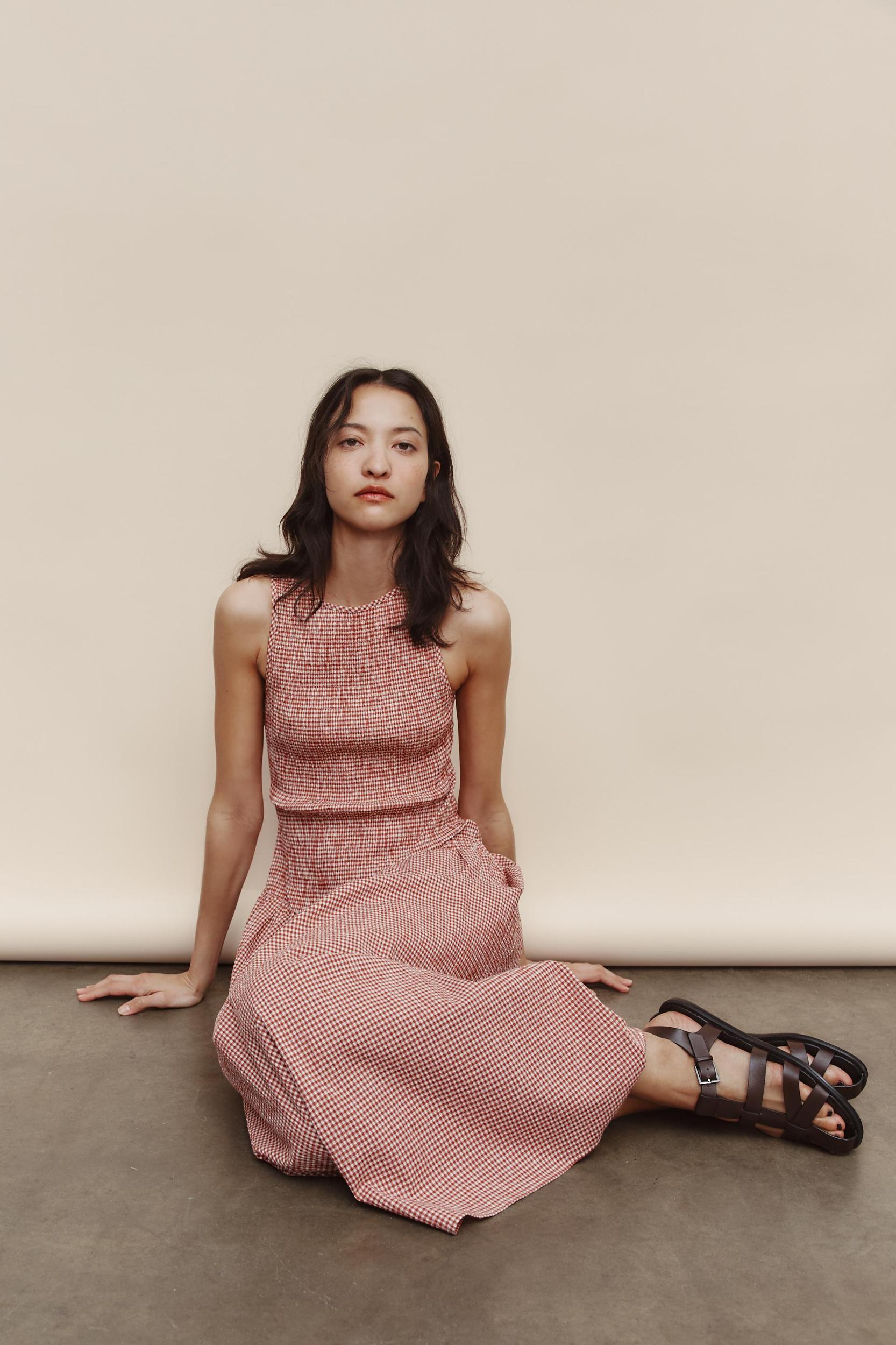 GINGHAM MIDI DRESS Product Image