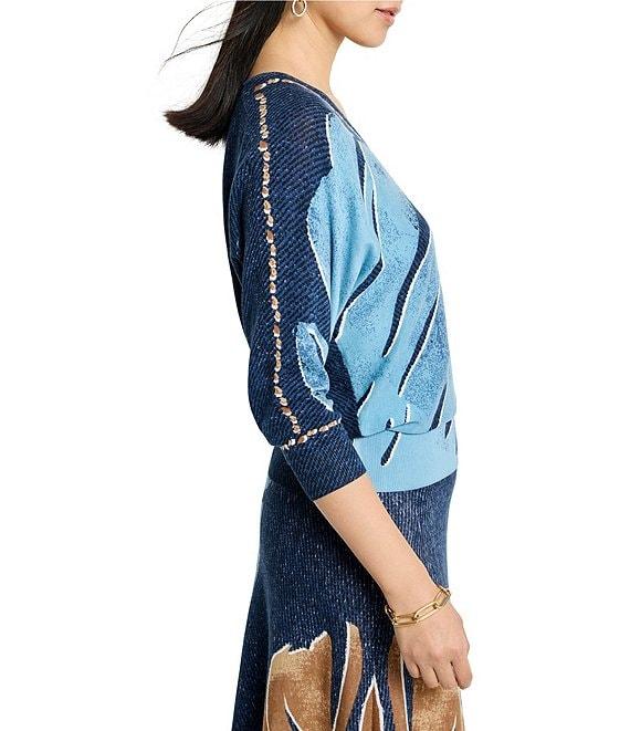 NIC + ZOE Twilight Front Easy Knit V-Neck 3/4 Sleeve Top Product Image