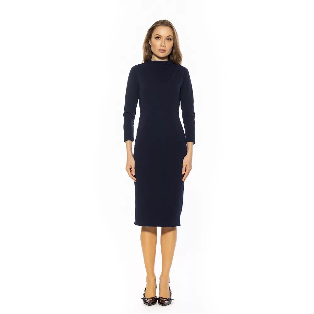 Women's ALEXIA ADMOR Mockneck Draped Bodice Sheath Dress,  Product Image