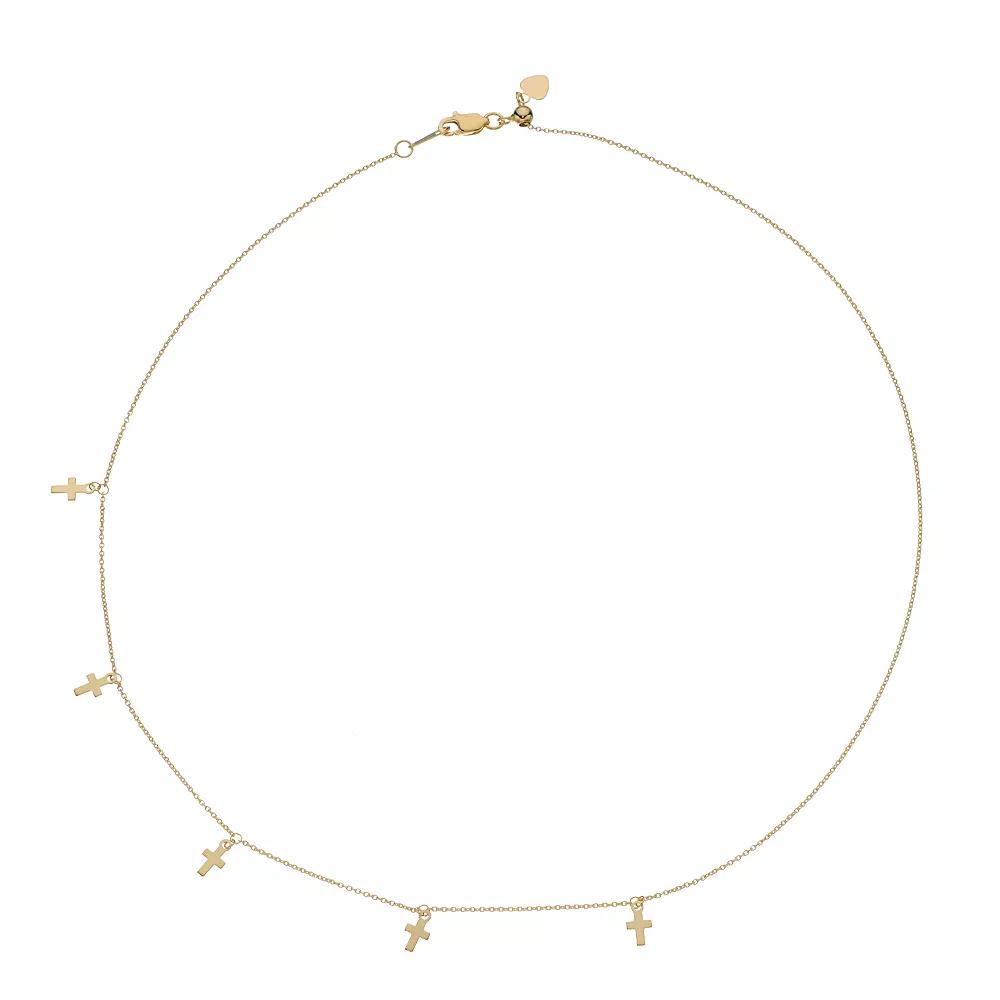 14k Gold Cross Charm Adjustable Choker Necklace, Women's, Size: 16" Product Image