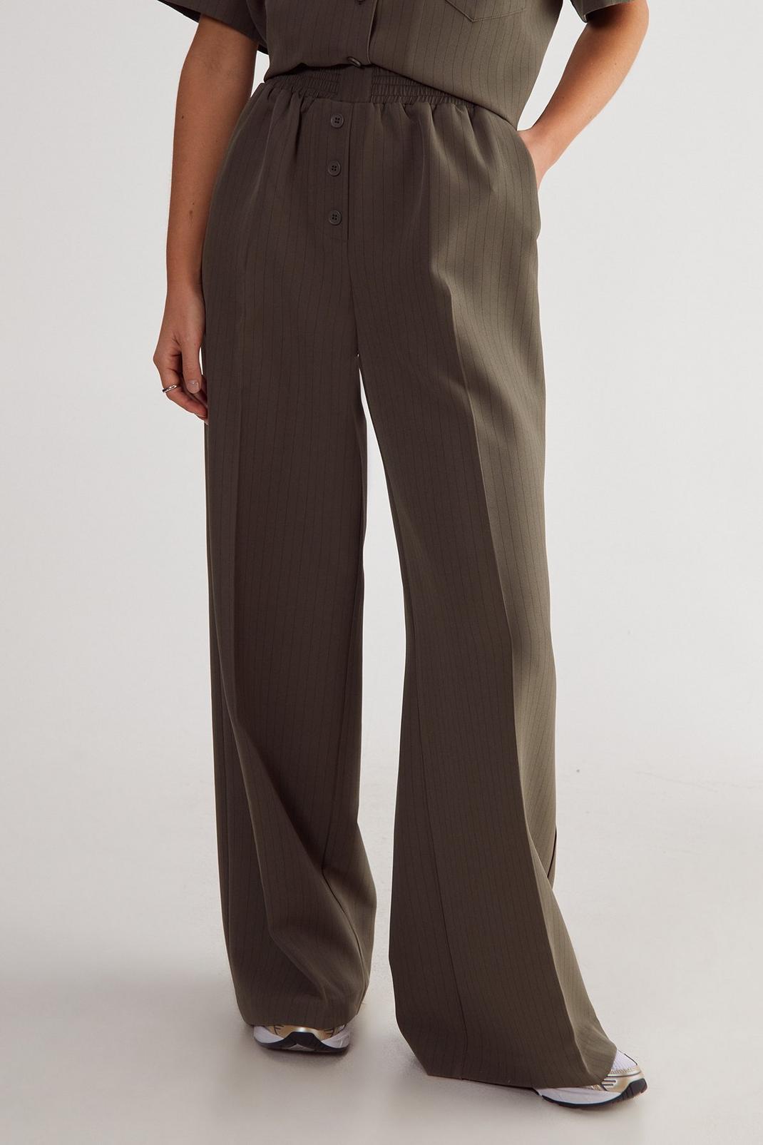 Pinstripe Button Front Detail Tailored Trouser. Product Image