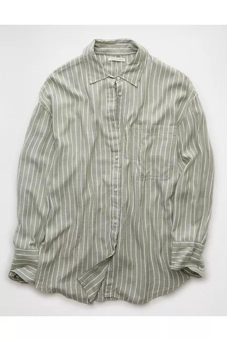 AE Long-Sleeve Tie Back Button-Up Shirt Women's Product Image