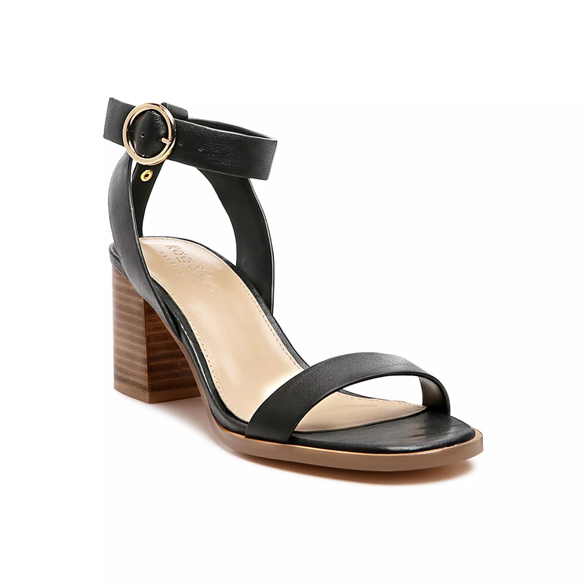 Rag & Co Dolph Block Heeled Women's Leather Dress Sandals, Size: 10, Black Product Image