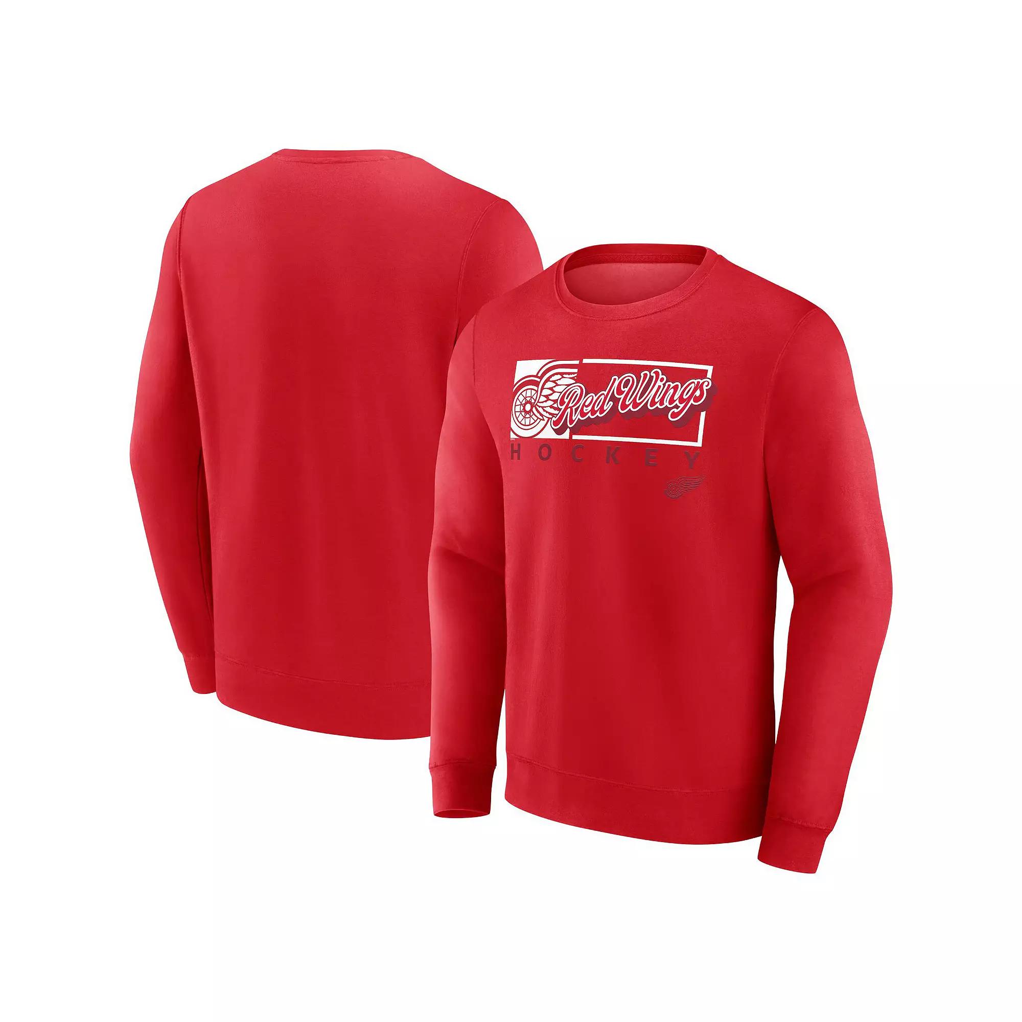 Men's Fanatics Red Detroit Red Wings Focus Fleece Pullover Sweatshirt, Size: Large Product Image
