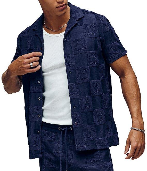 Psycho Bunny Kelvin Jacquard Terry Cloth Short Sleeve Woven Camp Shirt Product Image