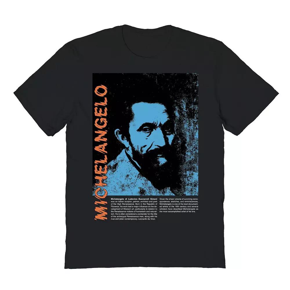 Men's Portrait Of Renaissance Man Michelangelo Fine Art Graphic Tee, Size: XL, Black Product Image